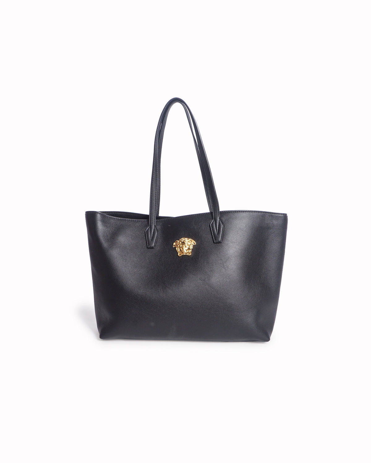 Versace Black Leather Medusa Tote Bag