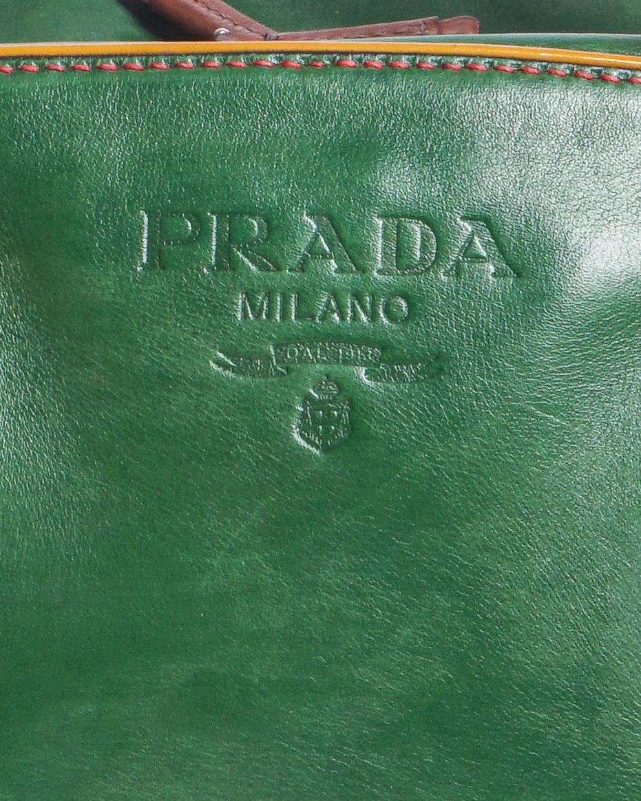 Prada Green Vitello Cuoio Leather Shoulder Bag