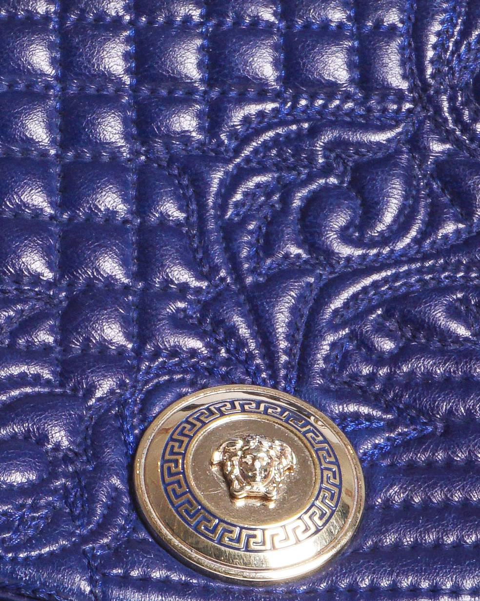 Versace Blue Vanitas Quilted Leather Medusa Satchel Bag