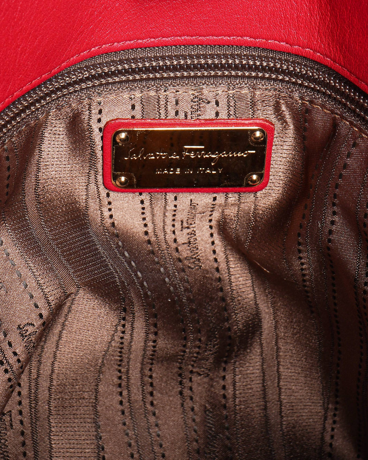 Salvatore Ferragamo Red Leather Gancini Chain Tote