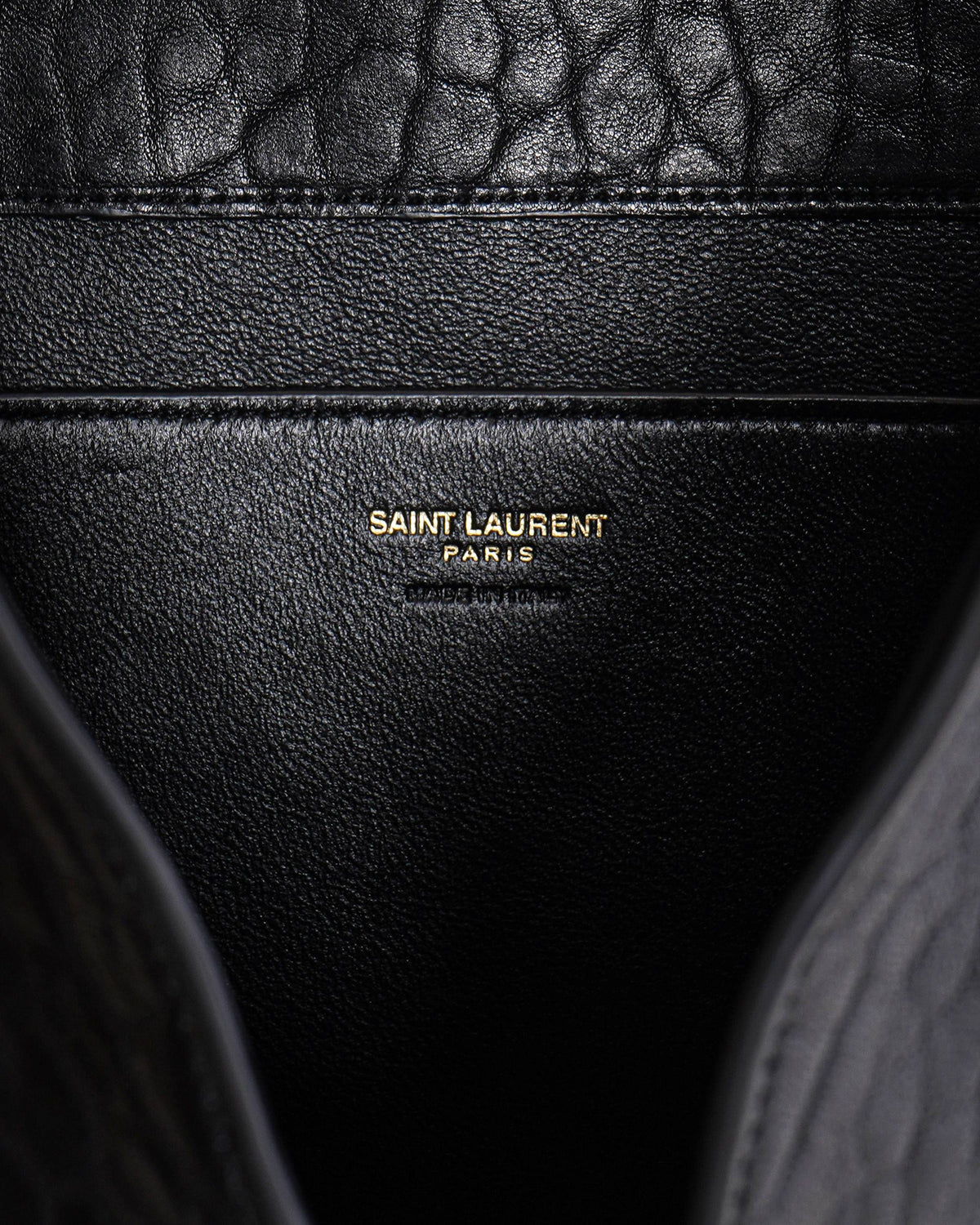 Saint Laurent Black Grained Leather Cassandre Envelope Clutch