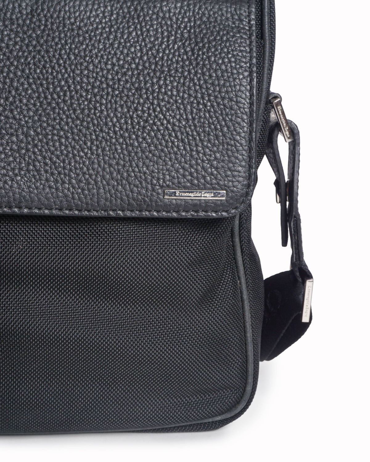 Ermenegildo Zegna Black Nylon & Leather Briefcase Bag