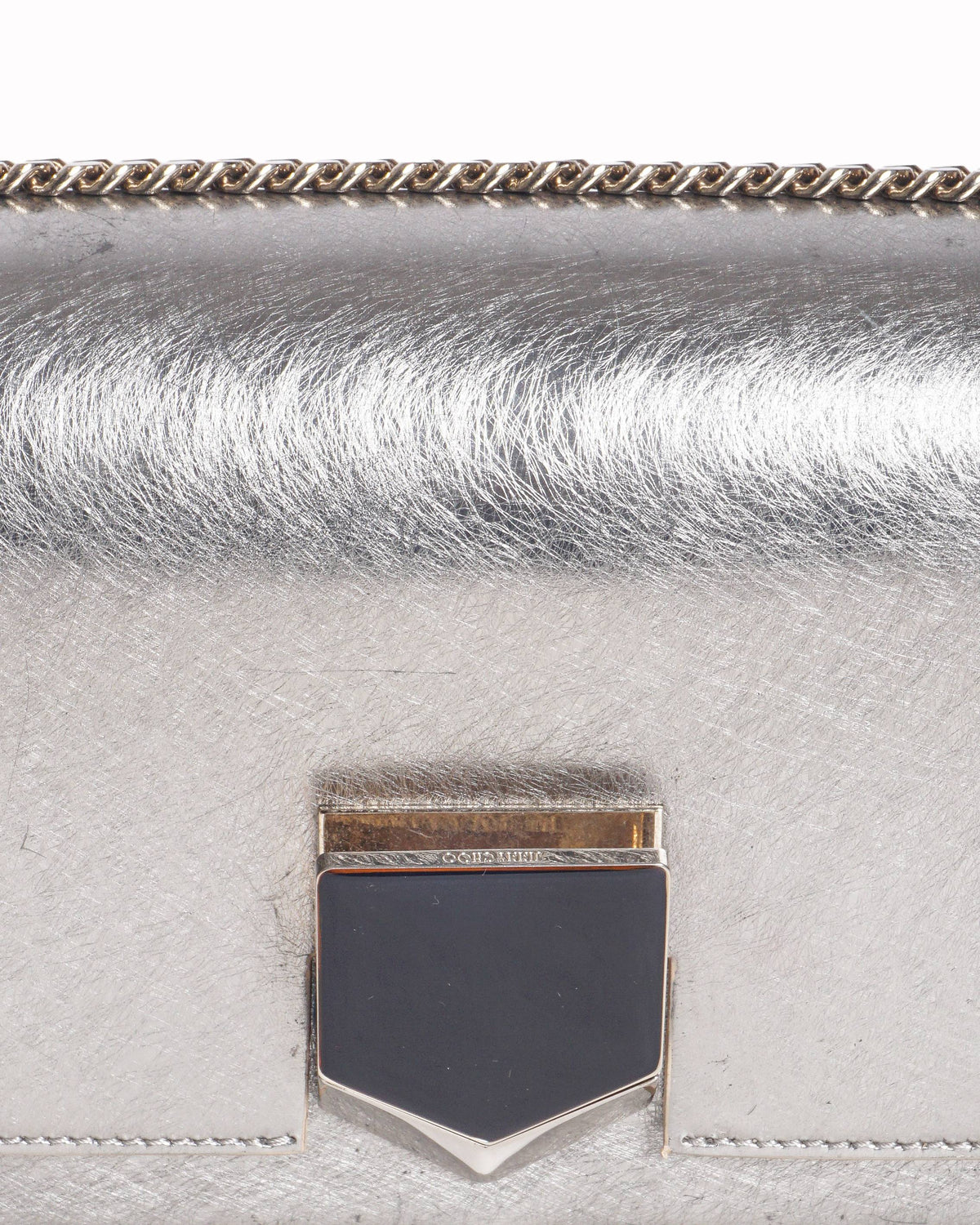 Jimmy Choo Lockett Petite Metallic Silver Leather Bag