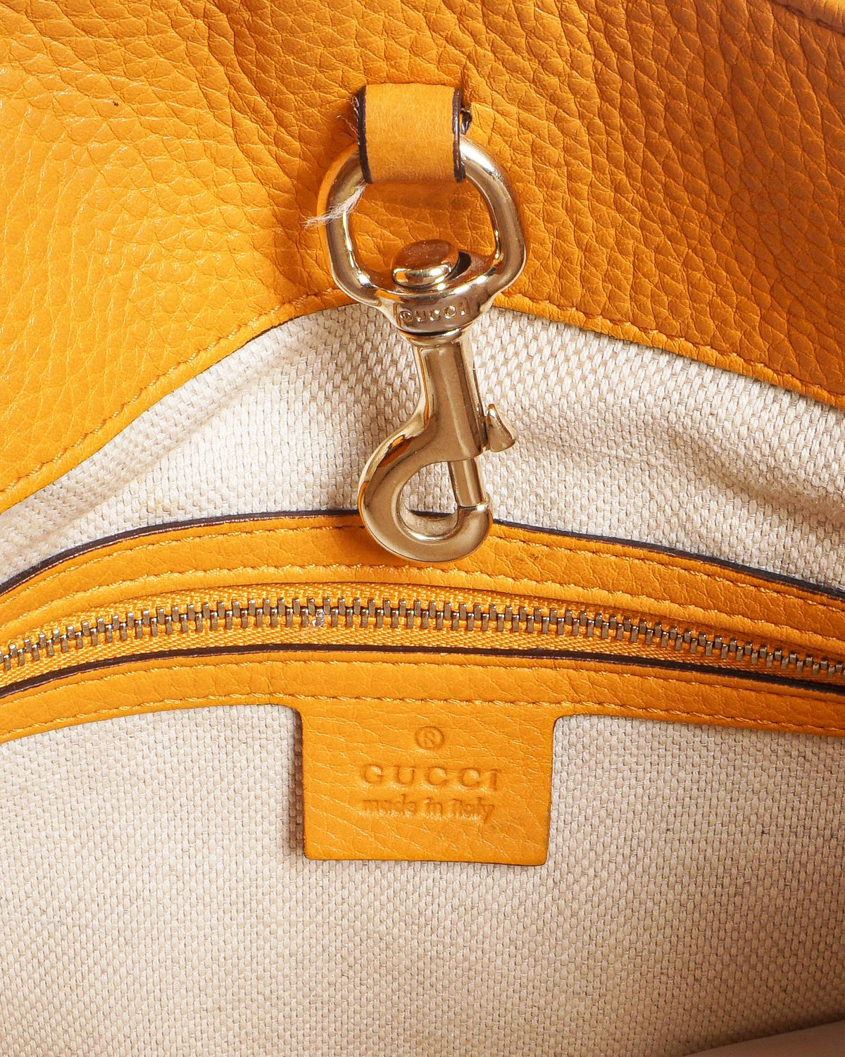 Gucci Orange Grained Leather Medium Soho Chain Tote