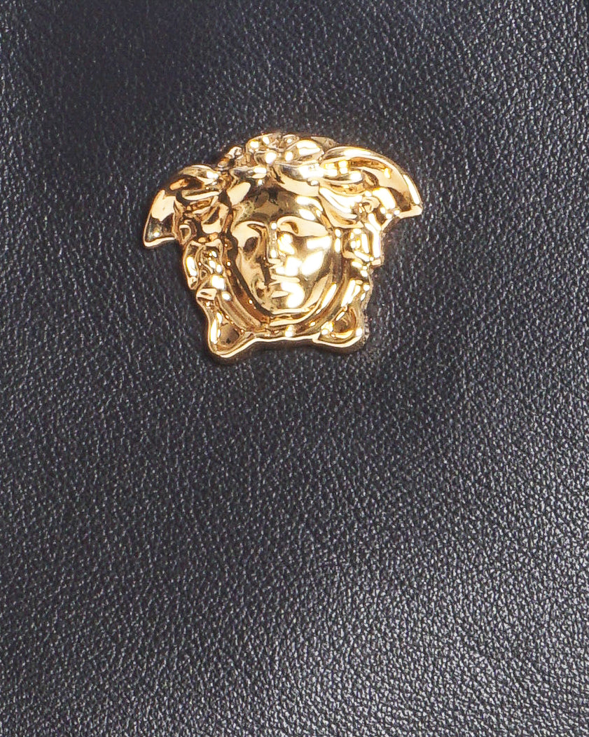 Versace Black Leather Medusa Tote Bag