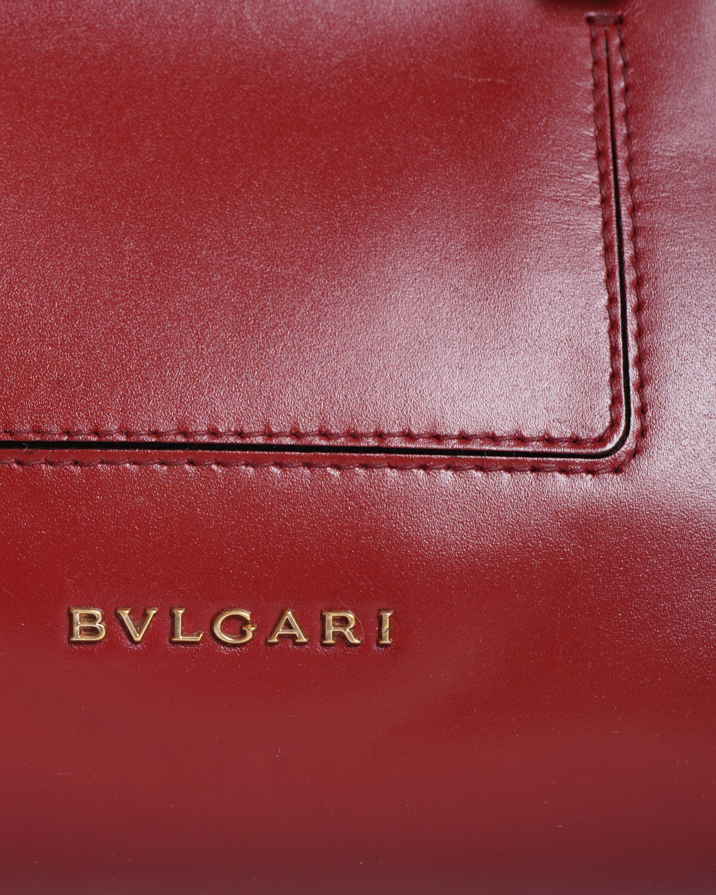 Bvlgari Red Leather Serpenti Scaglie Boston Bag