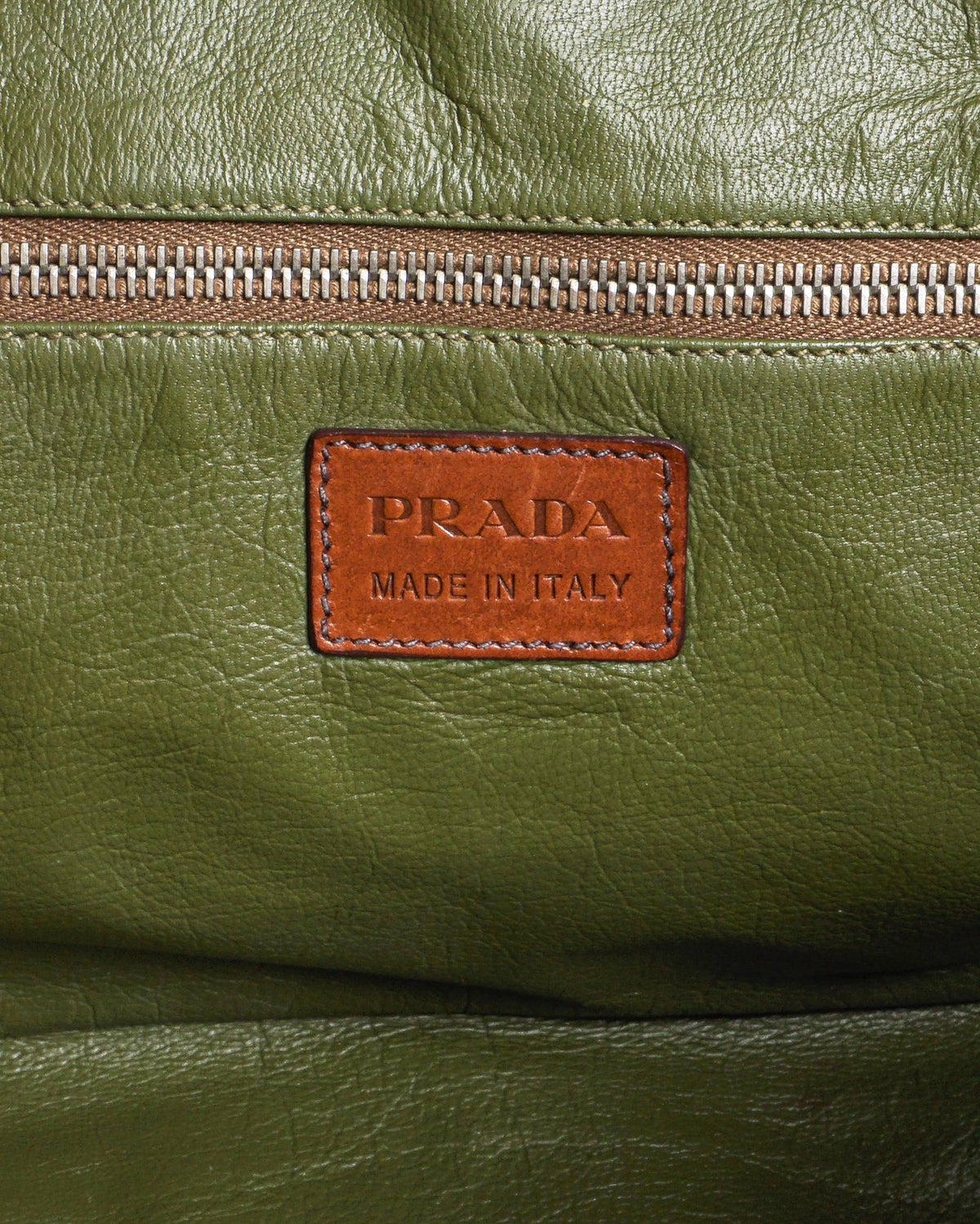 Prada Green Vitello Cuoio Leather Shoulder Bag