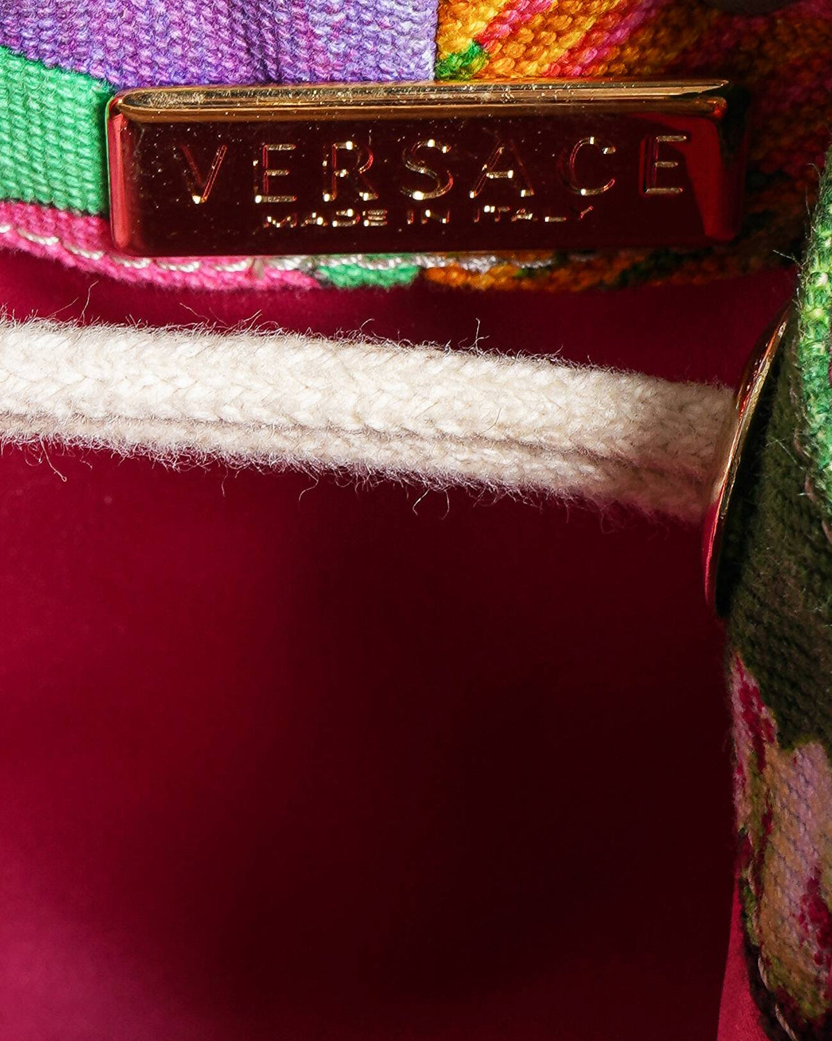 Versace Multicolor Psychedelic Print Canvas Handbag
