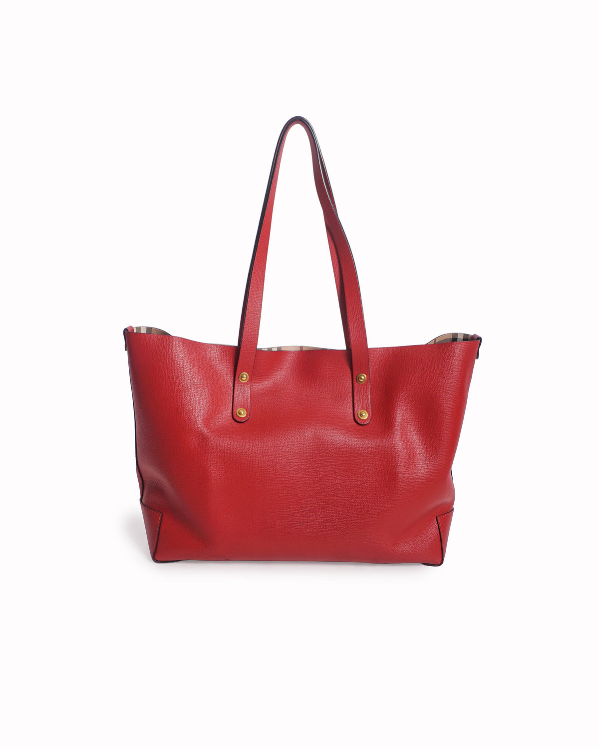 Burberry Bright Red Leather Crest Shopping Tote