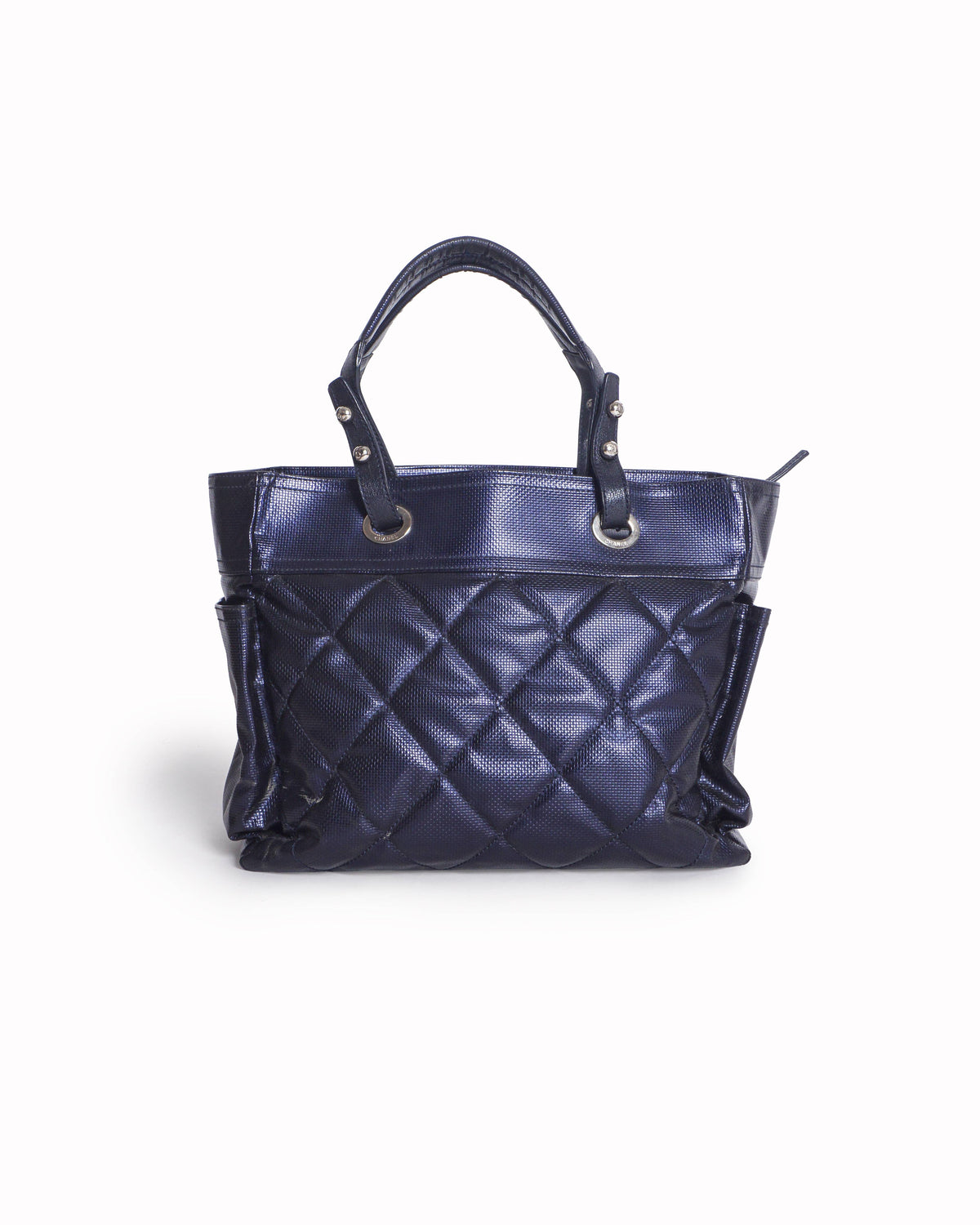 Chanel Navy Blue Quilted Leather Paris Biarritz Tote Bag