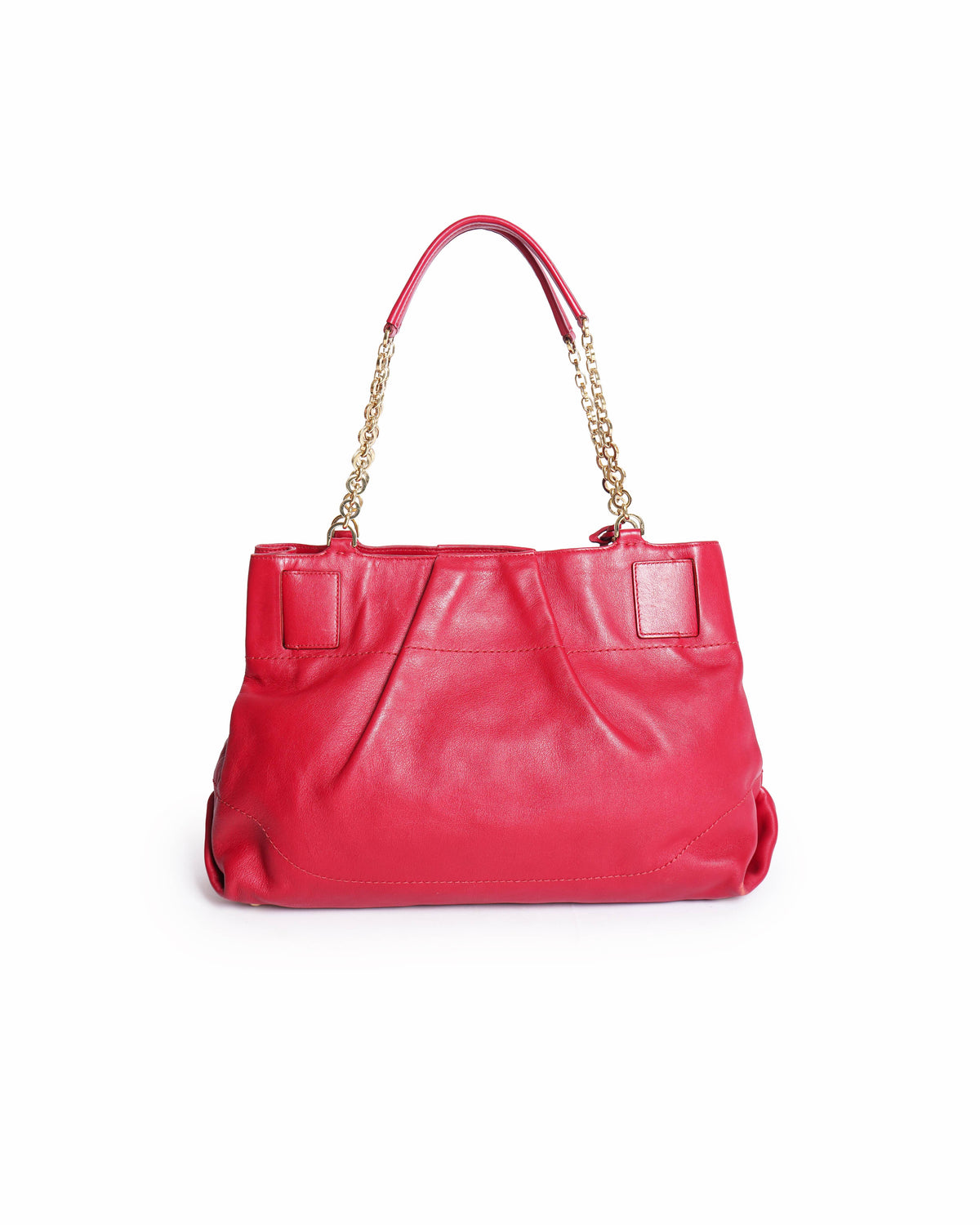 Salvatore Ferragamo Red Leather Gancini Chain Tote