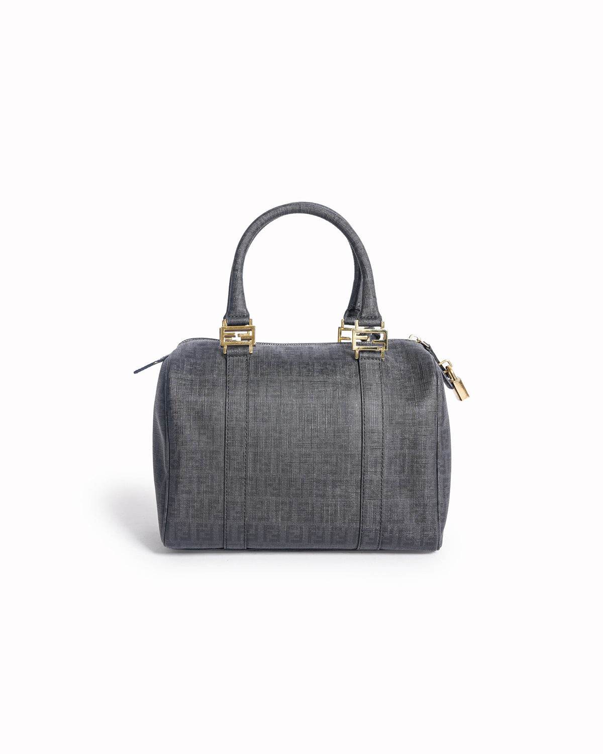 Fendi Noccino Zucchino Spalmati coated Canvas forever bauletto boston bag