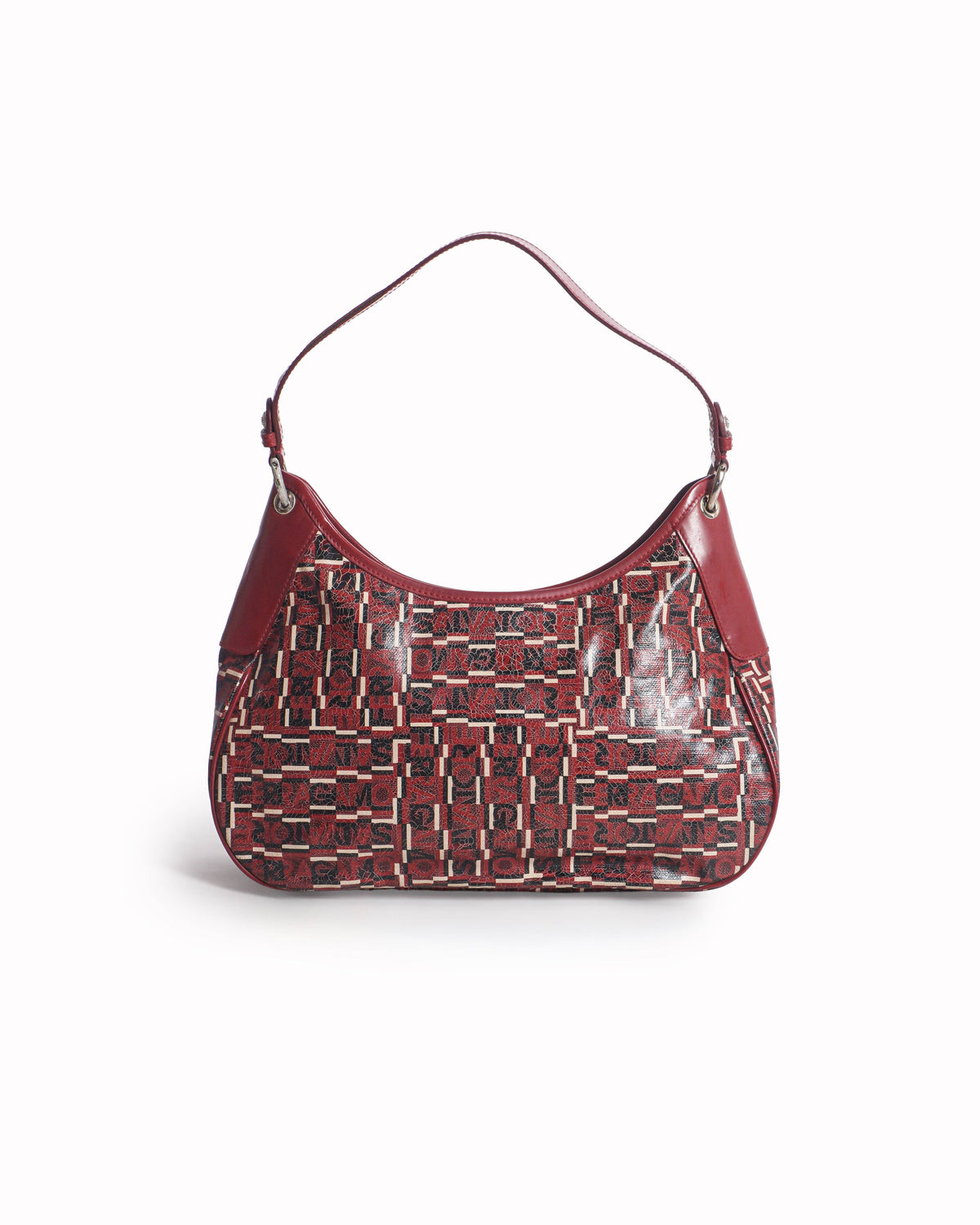Salvatore Ferragamo Red Printed Logo Leather Shoulder Bag