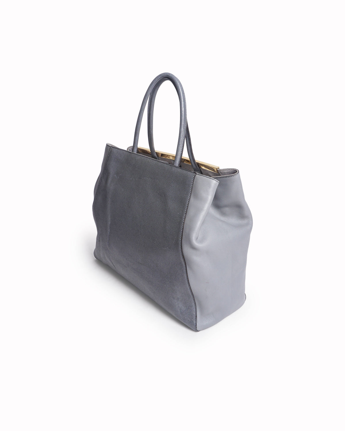 Fendi Vitello Elite Large 2Jours Grey Tote