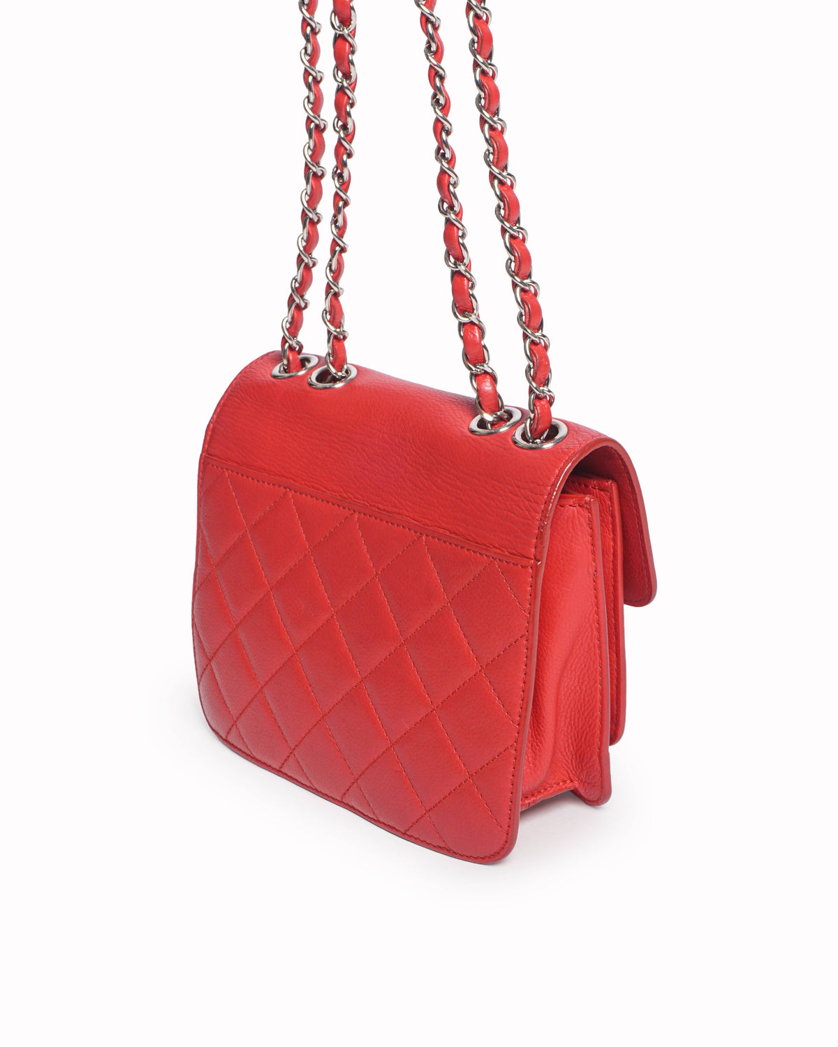 Chanel CC Chain Flap Small Red Leather Shoulder Bag
