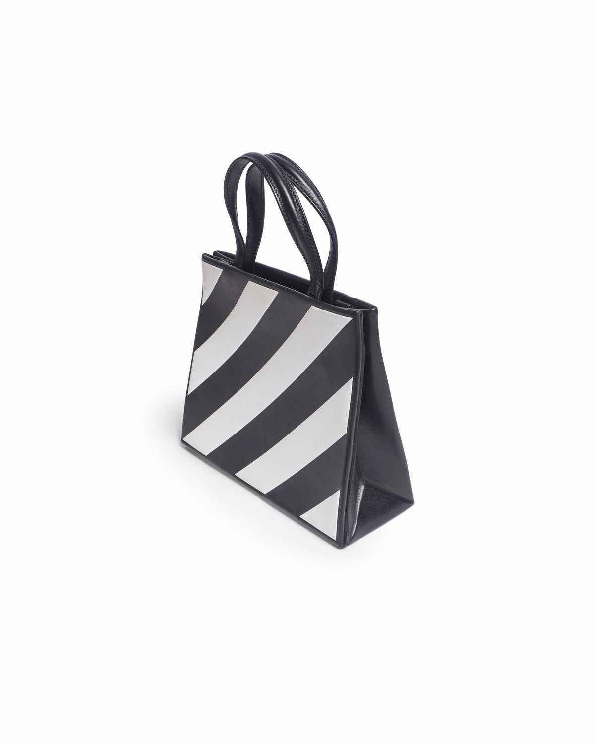 Off-White Black & White Diag Stripe Leather Tote Bag