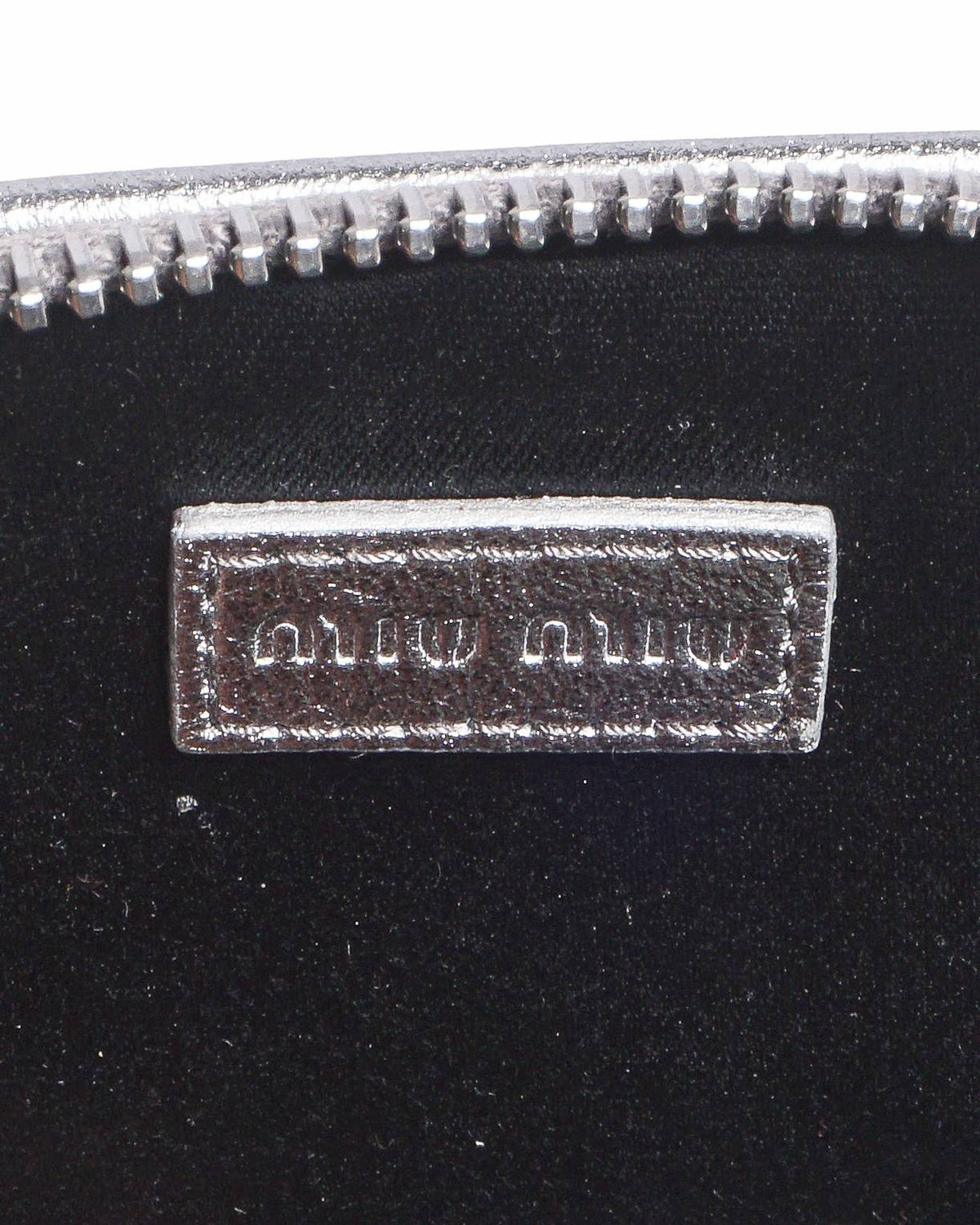 Miu Miu Silver Metallic Matelassé Nappa Leather Phone Holder Crossbody Bag