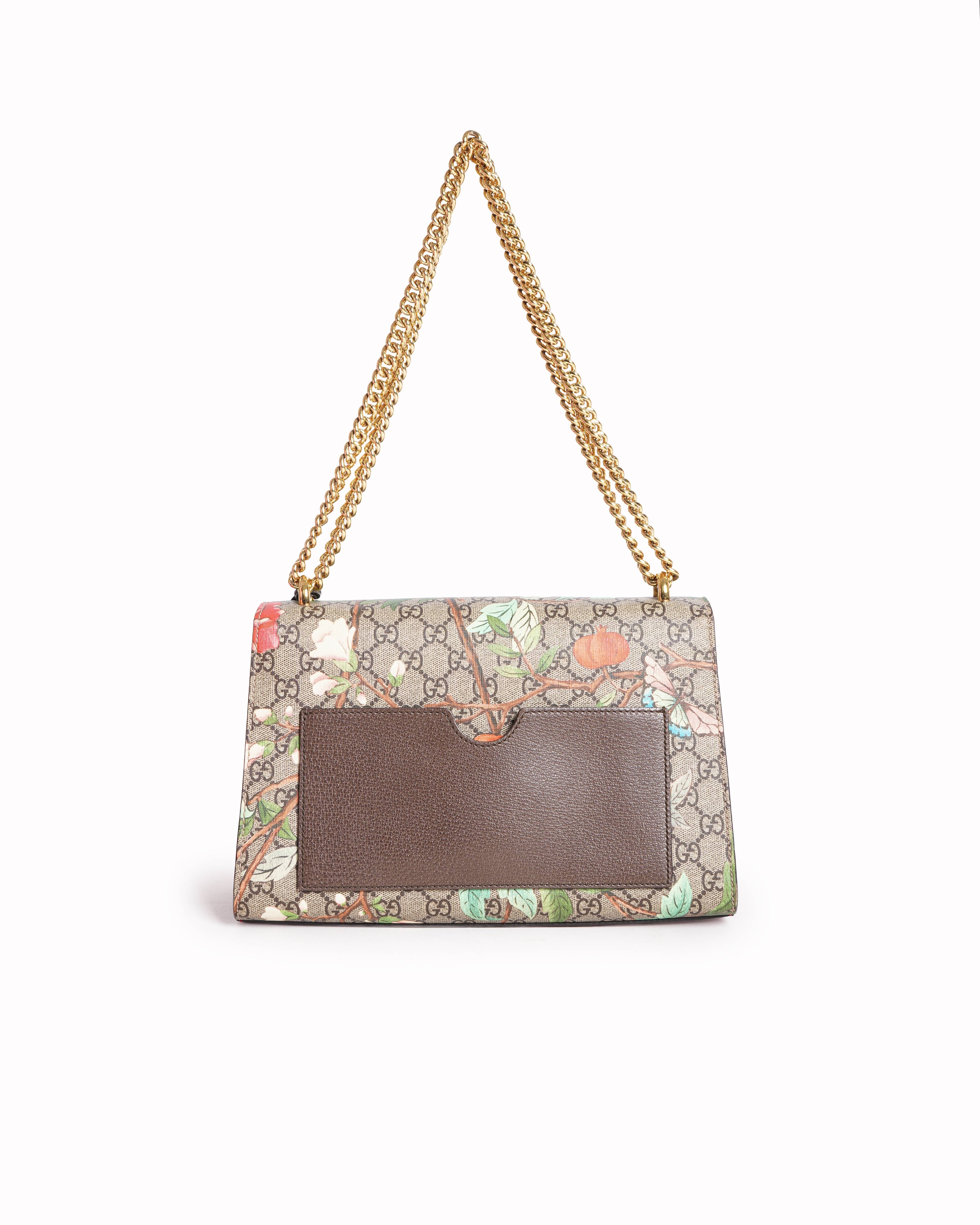 Gucci Beige Multicolor Coated Canvas Tian Padlock Medium Shoulder Bag