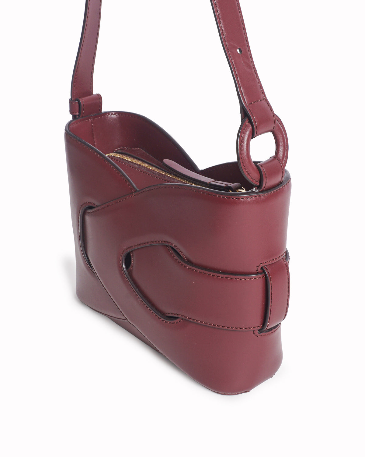 Polène Nodde Burgundy Calf Leather Crossbody Bag