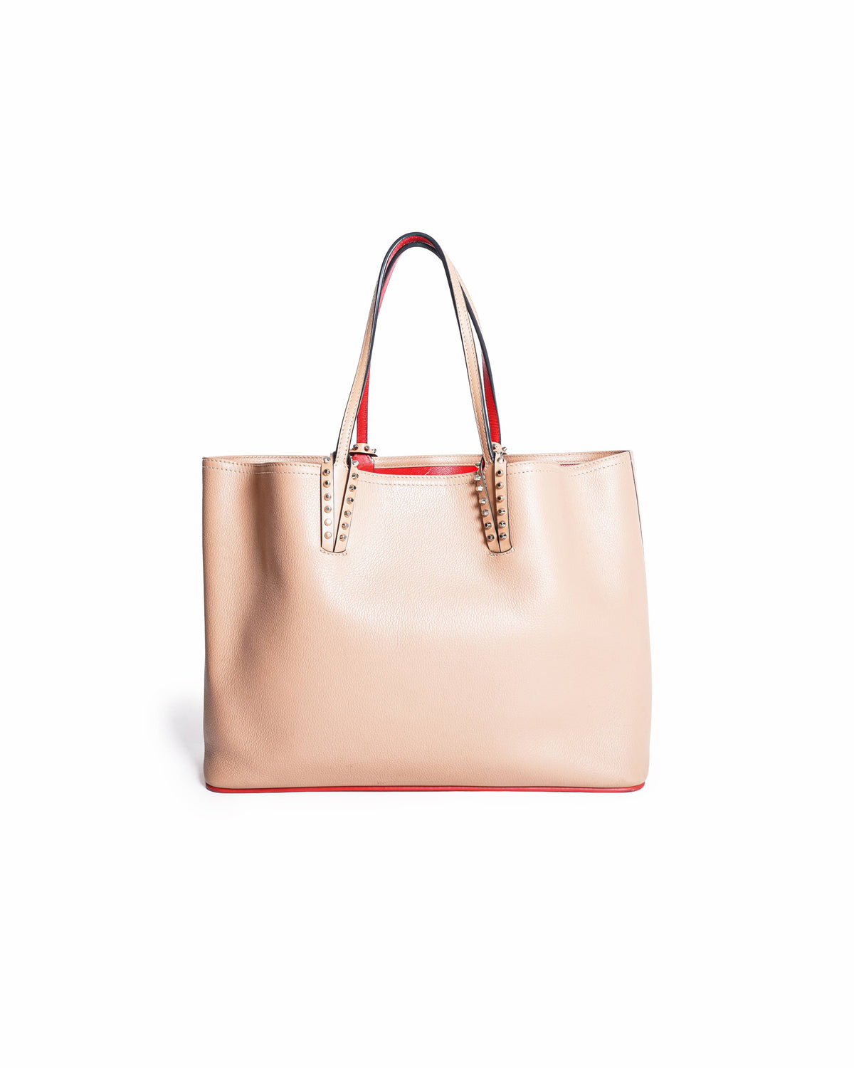 Christian Louboutin Cabata Spiked Beige Leather Tote