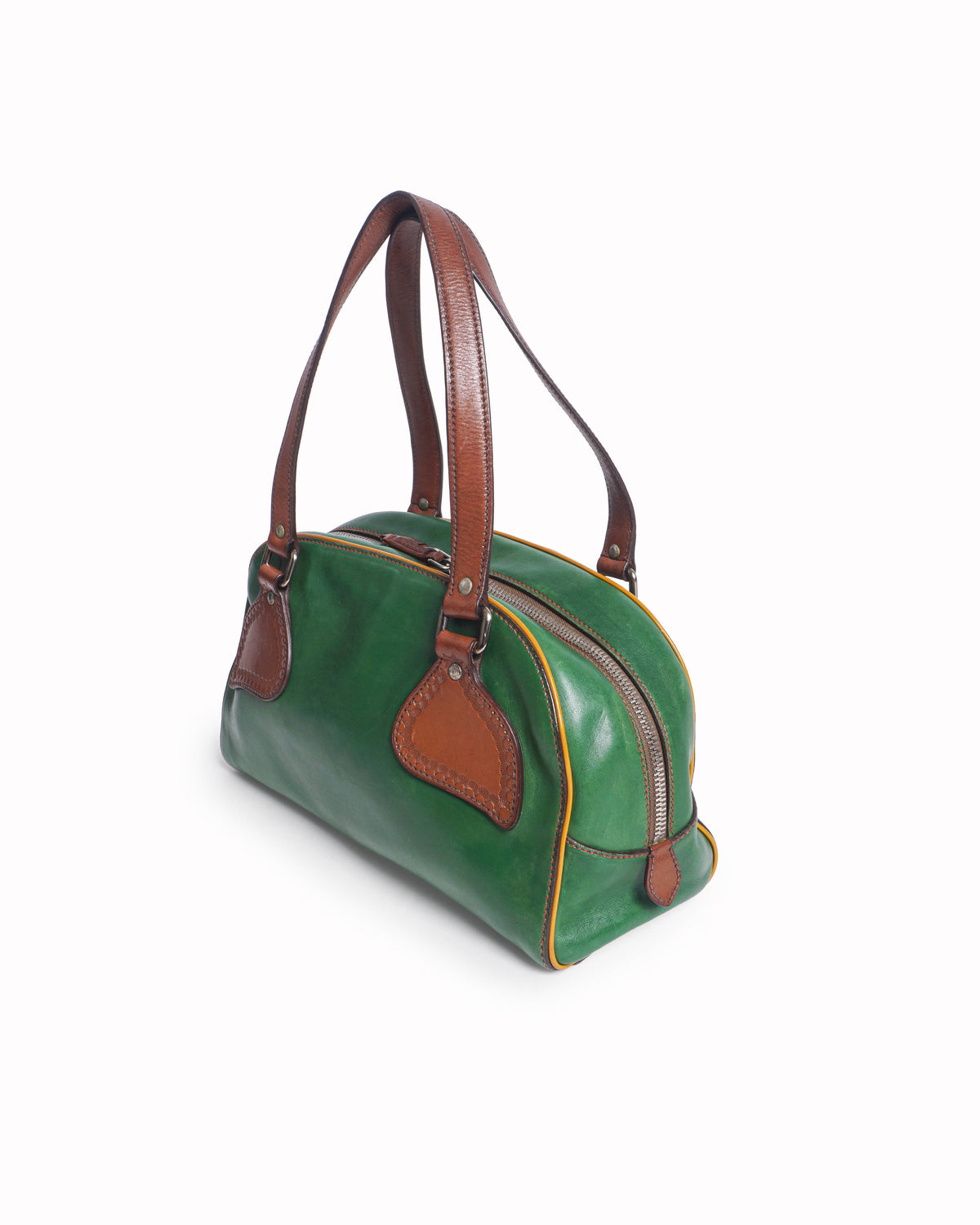 Prada Green Vitello Cuoio Leather Shoulder Bag