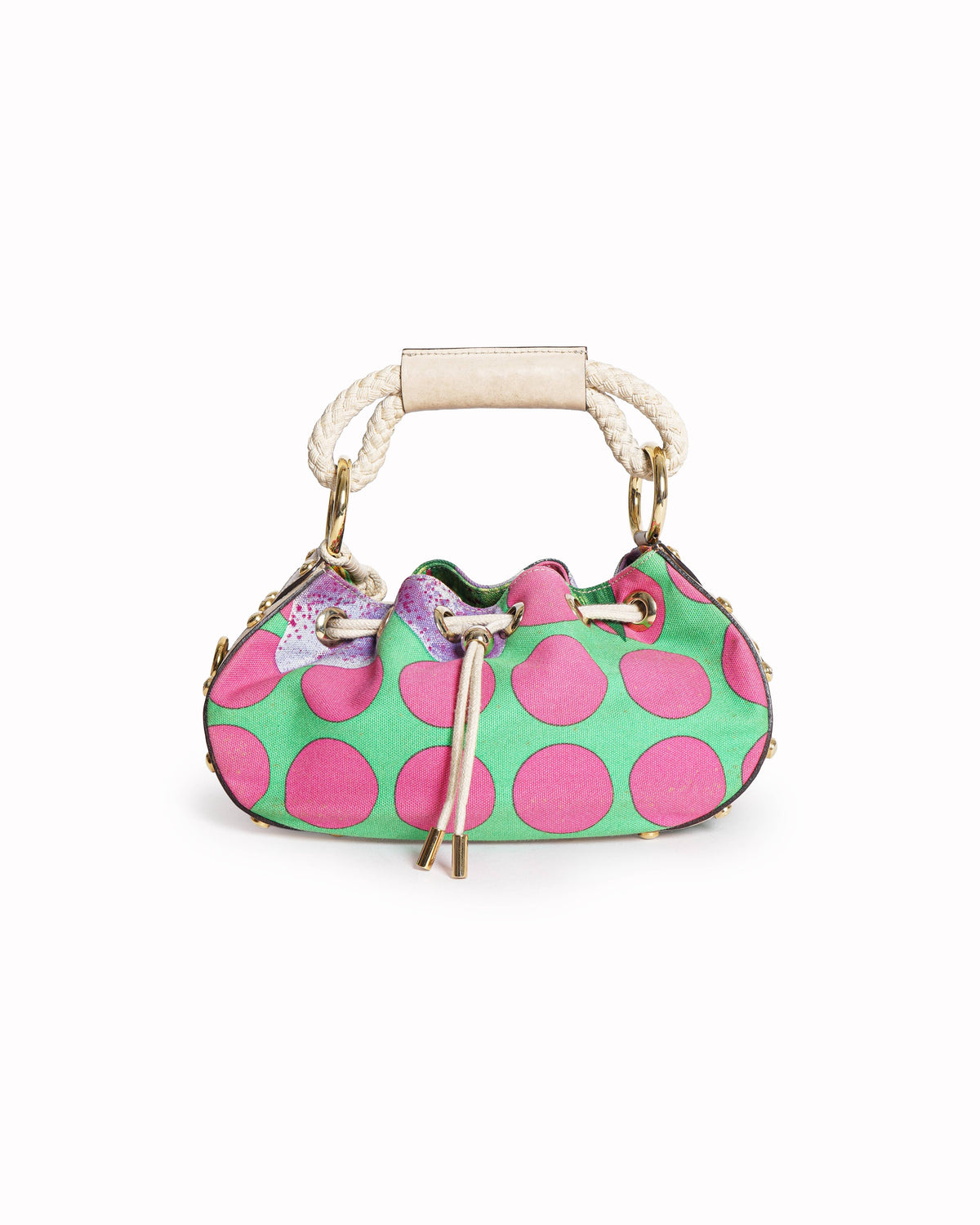 Versace Multicolor Psychedelic Print Canvas Handbag