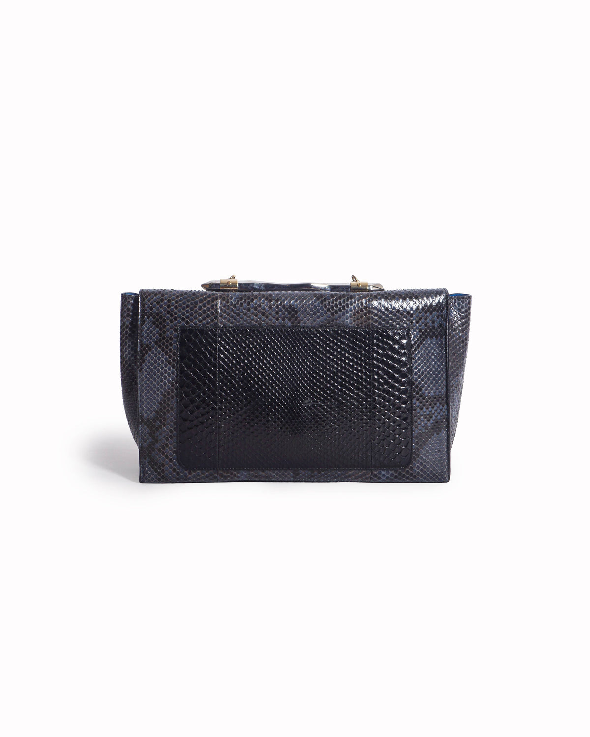 Jimmy Choo Navy Blue Python Leather Chain Shoulder Bag