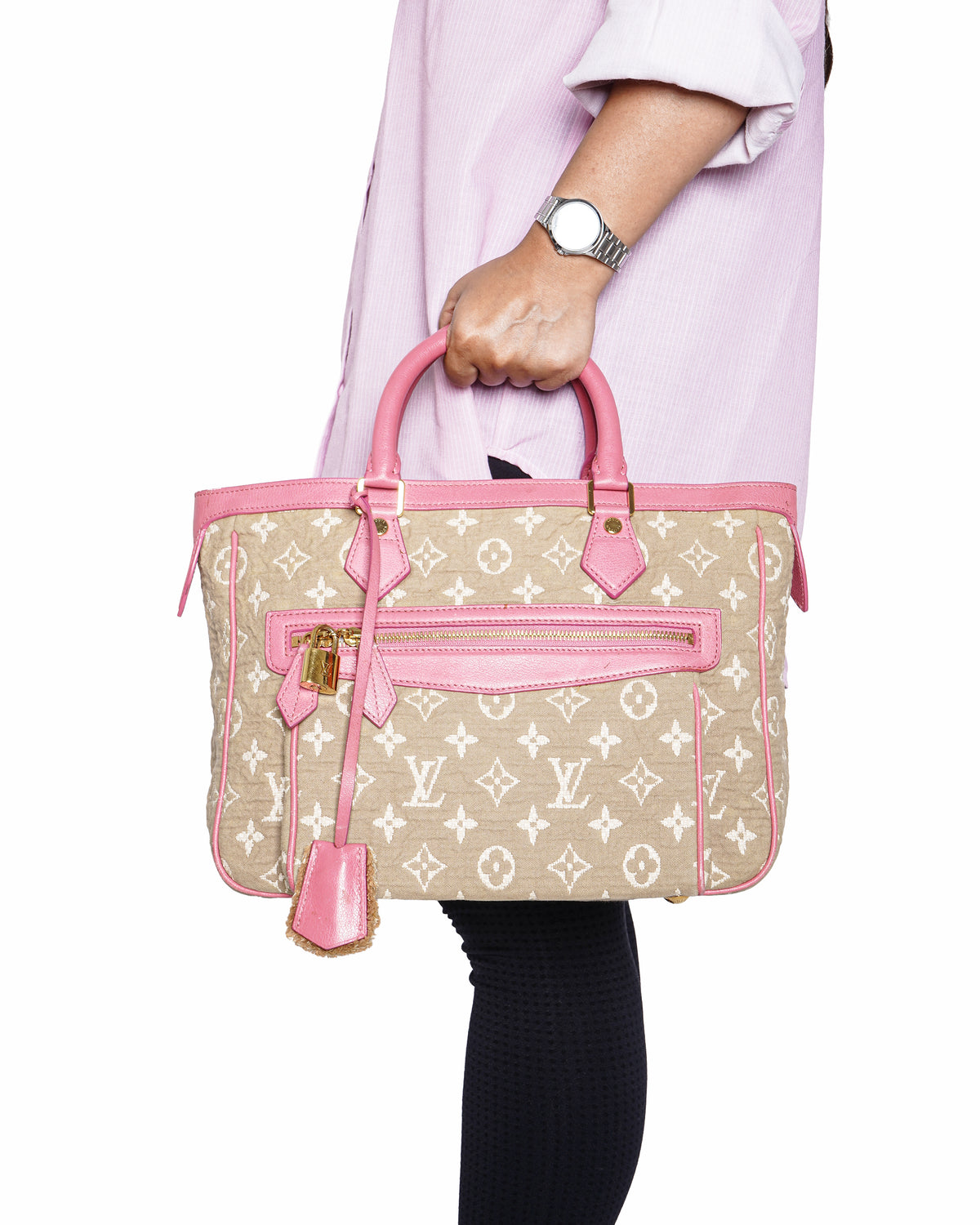 Louis Vuitton Pink & Beige Sabbia Top Handle Bag