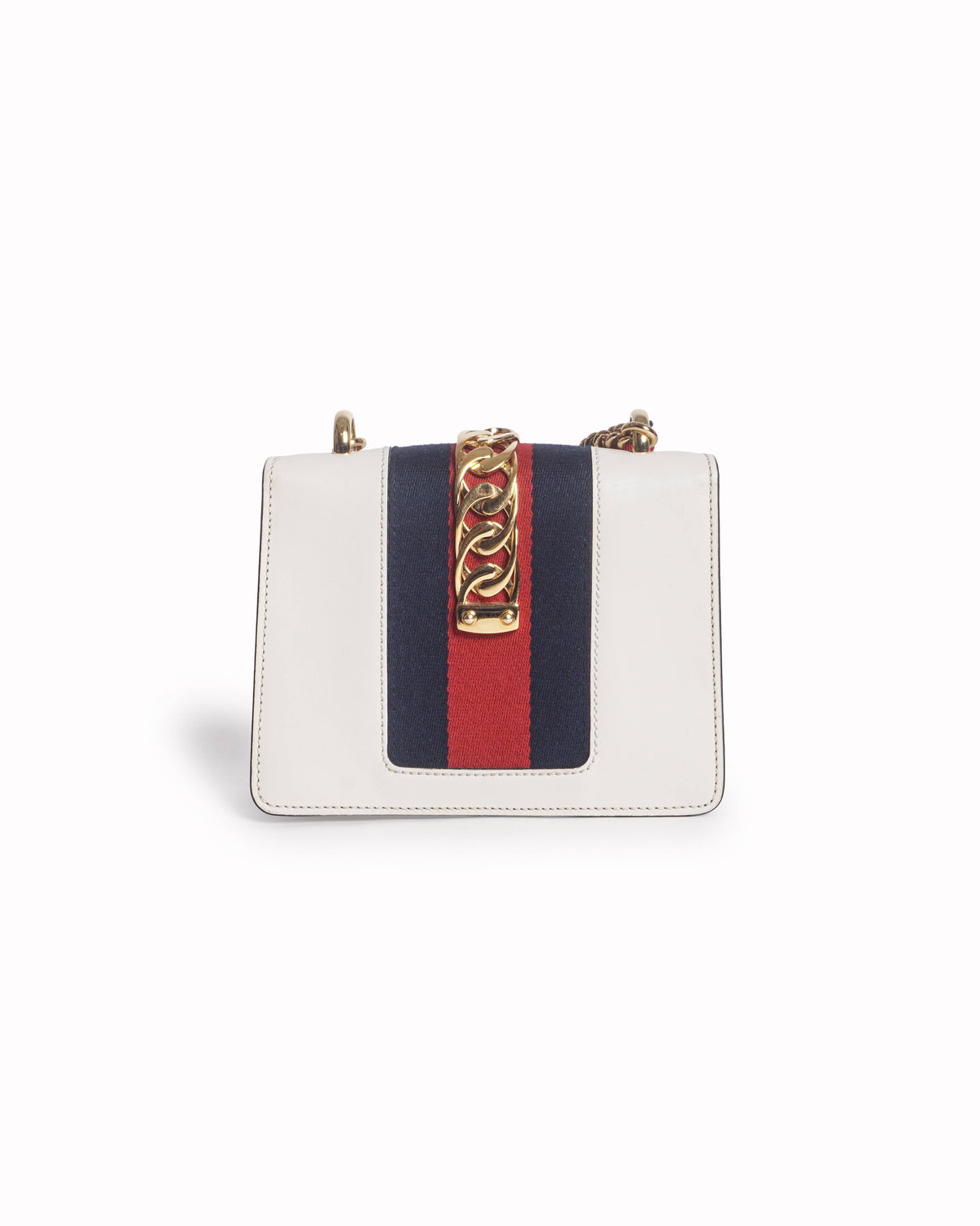Gucci Sylvie White Calfskin Chain Shoulder Bag