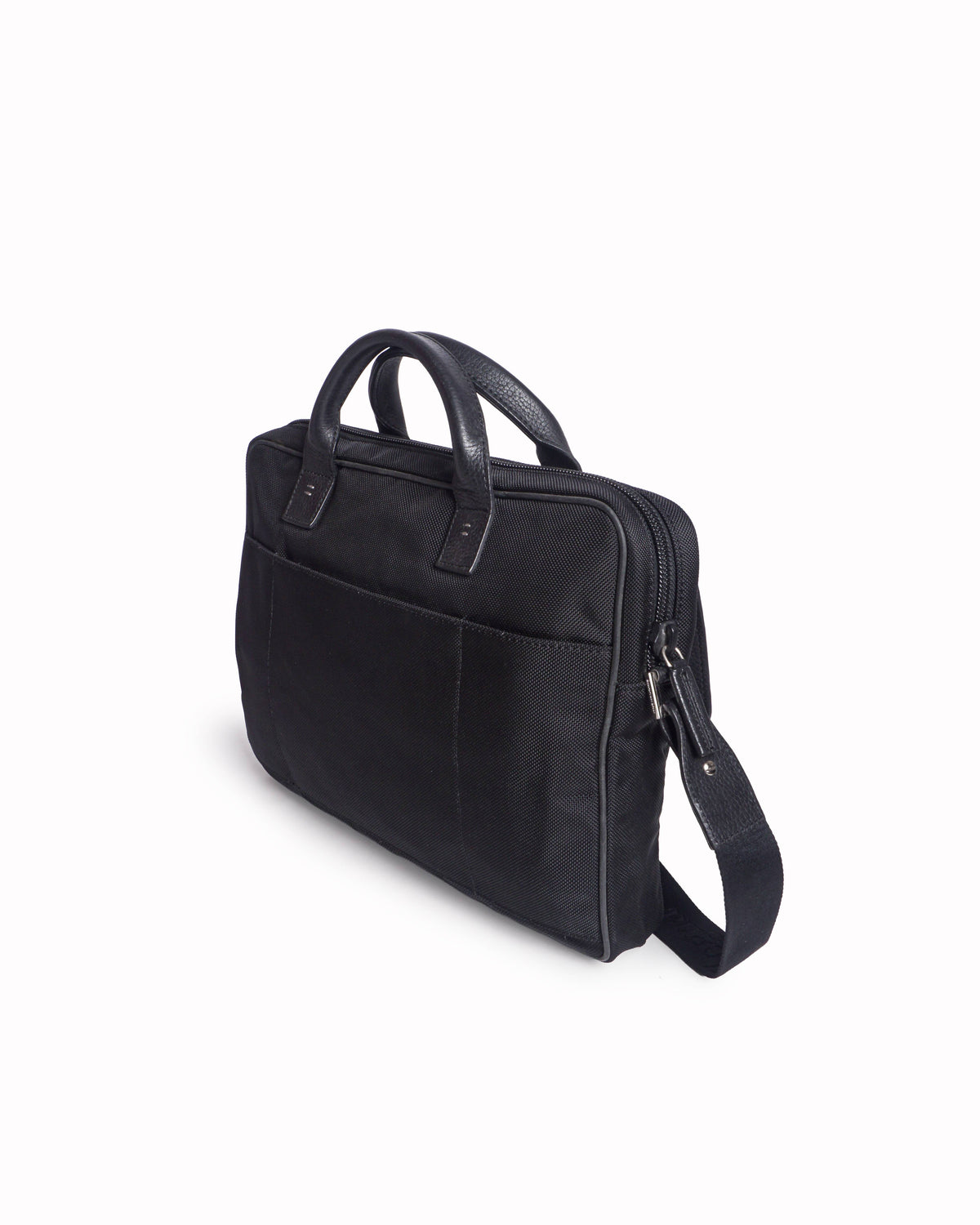 Ermenegildo Zegna Black Nylon & Leather Briefcase Bag