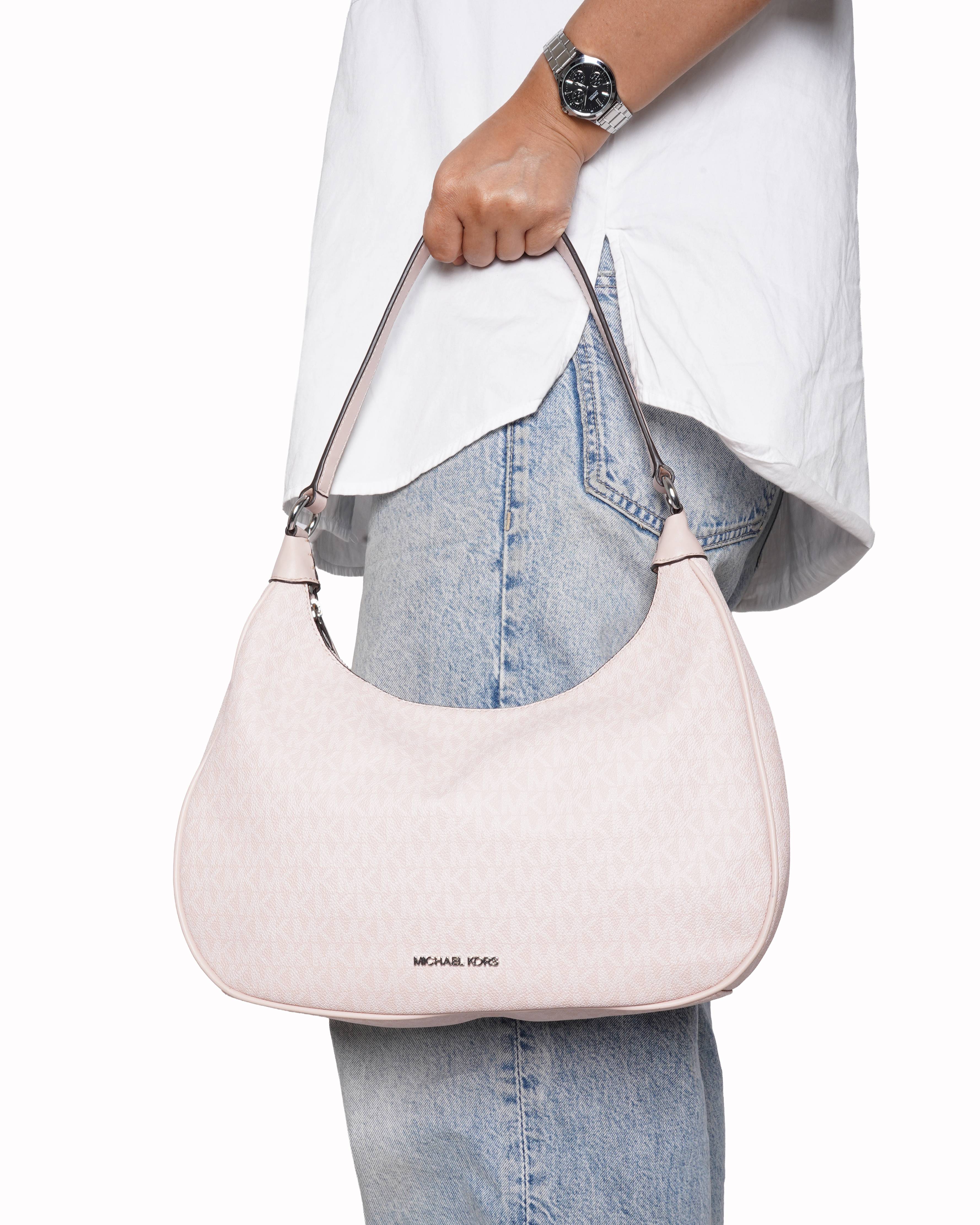 Michael Kors Monogram Cora Hobo Bag In Pink