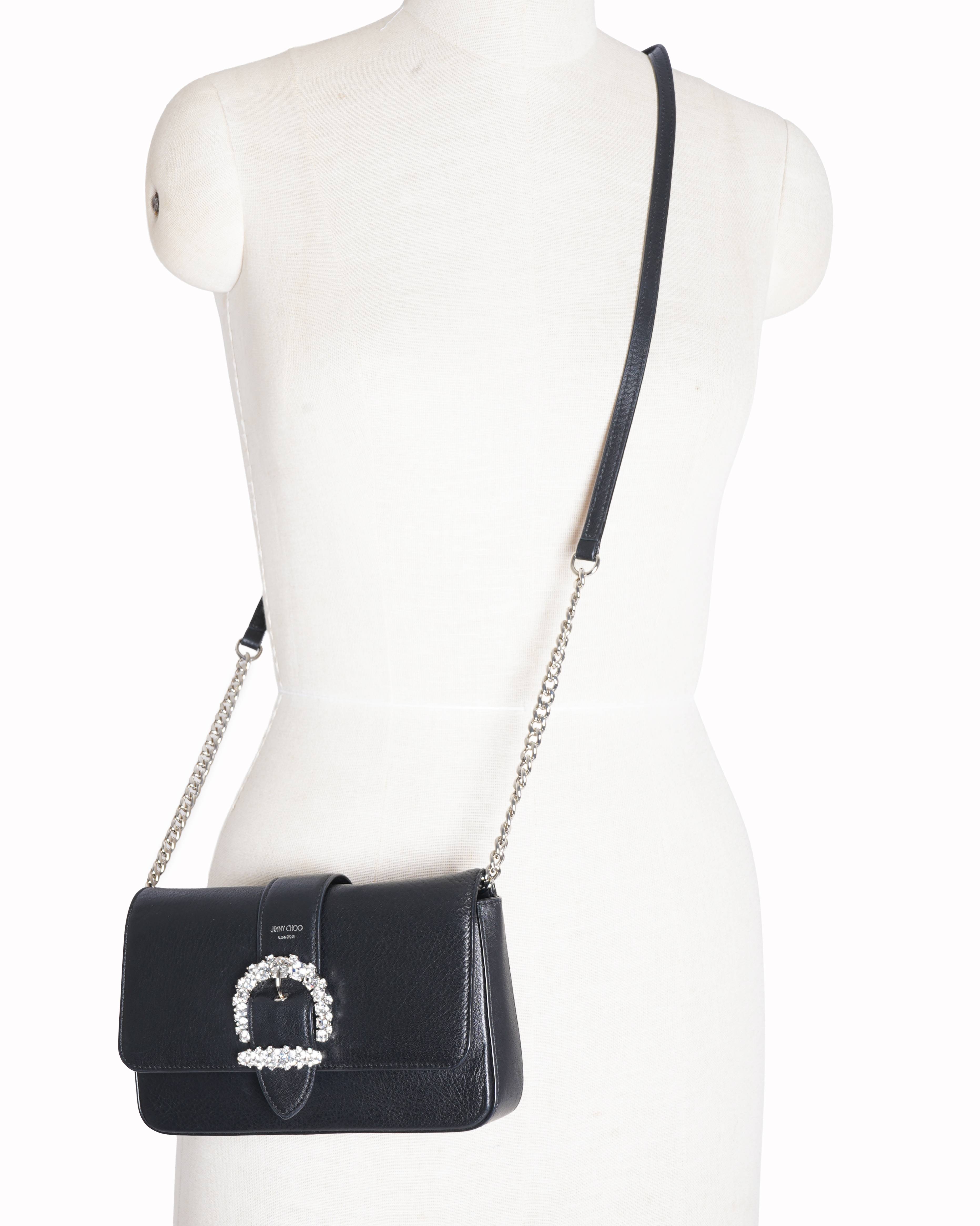 New Jimmy Choo Cheri Wallet with Chain Leather Crossbody Bag