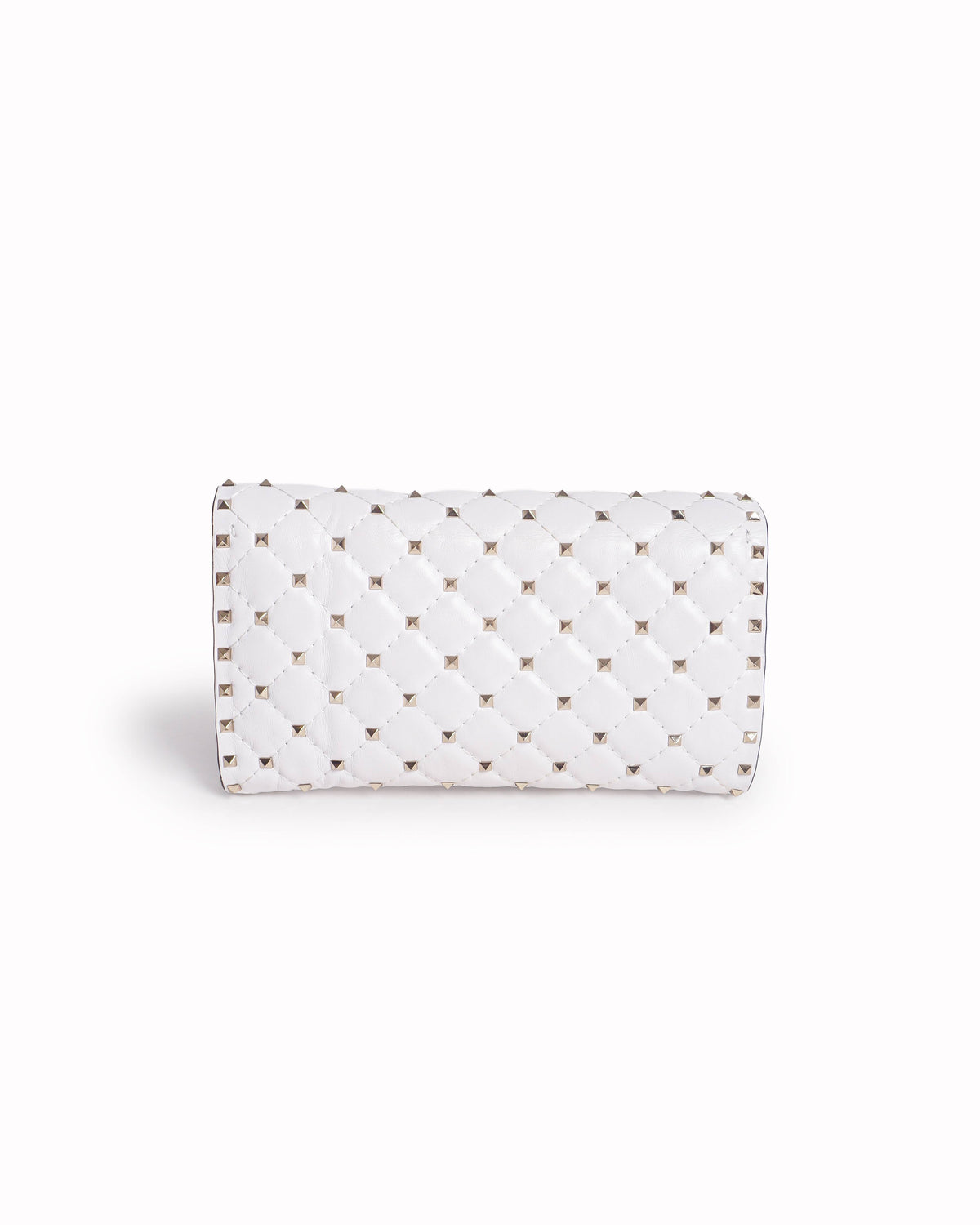 Valentino Garavani White VLTN Rockstud Spike Wallet on Chain