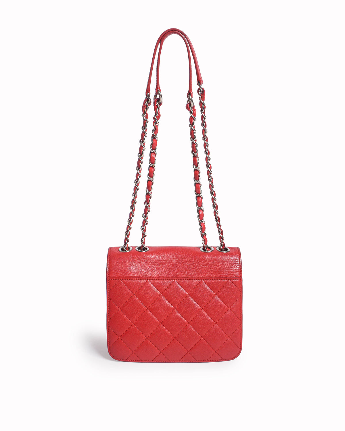 Chanel CC Chain Flap Small Red Leather Shoulder Bag