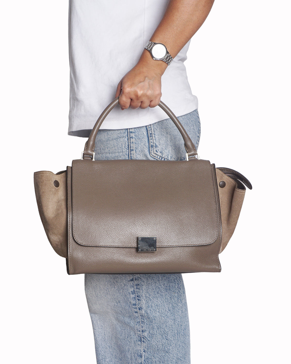 Celine Taupe Leather Medium Trapeze Bag