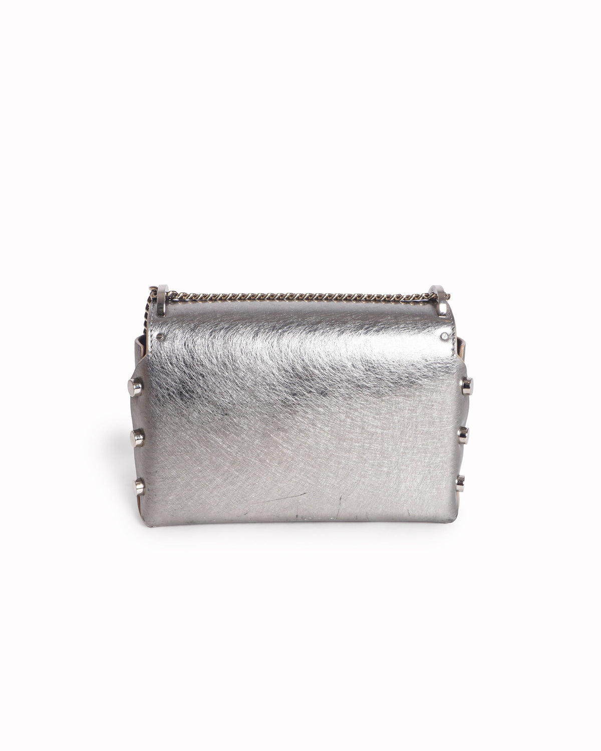 Jimmy Choo Lockett Petite Metallic Silver Leather Bag