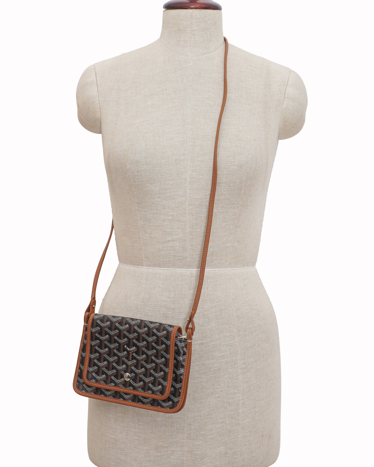 Goyard Black & Tan Goyardine Canvas Plumet Pocket Wallet Bag