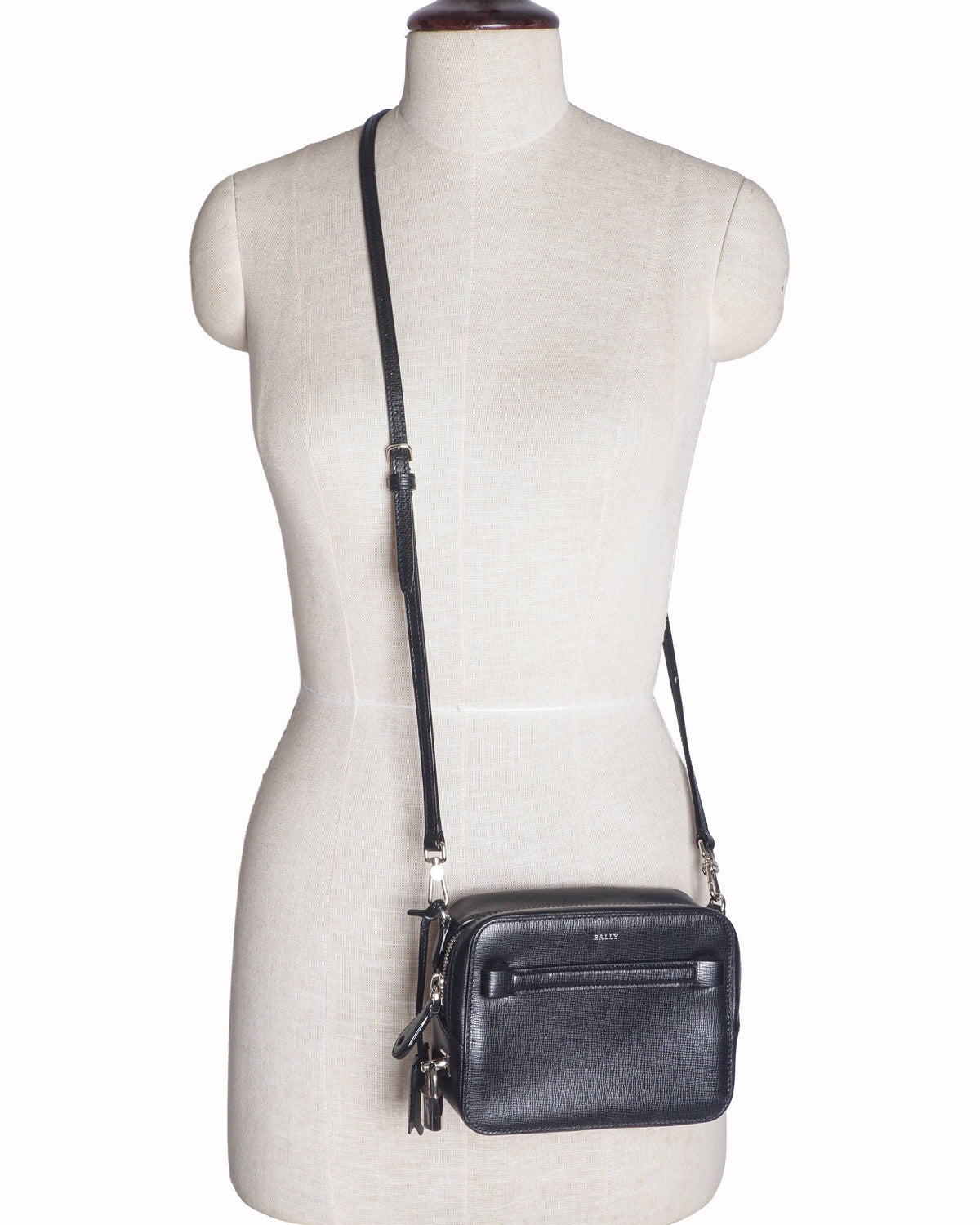 Bally Black Textured Leather Alford Small Crossbody Bag