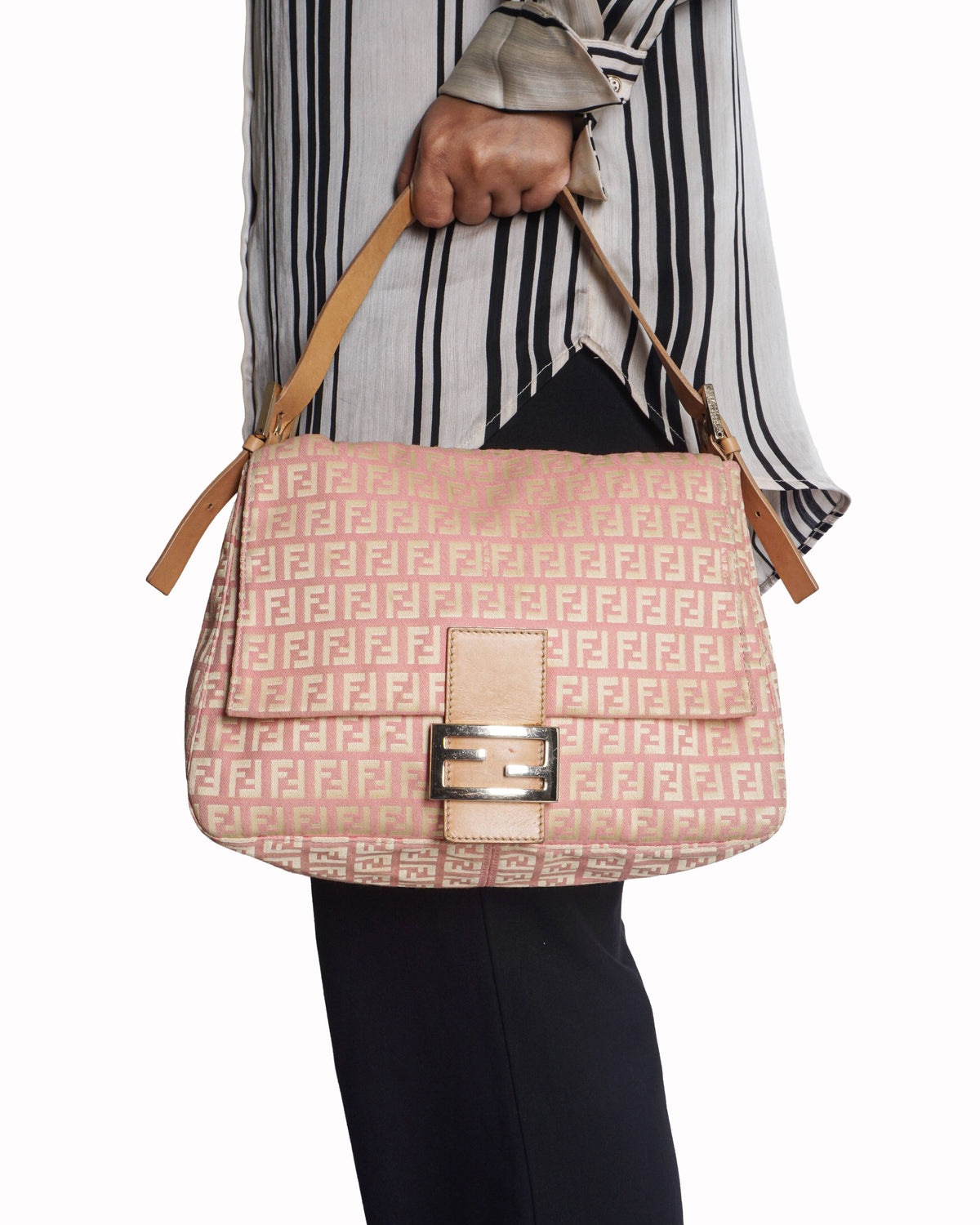 Fendi Vintage Pink Zucca Canvas Mama Baguette Bag