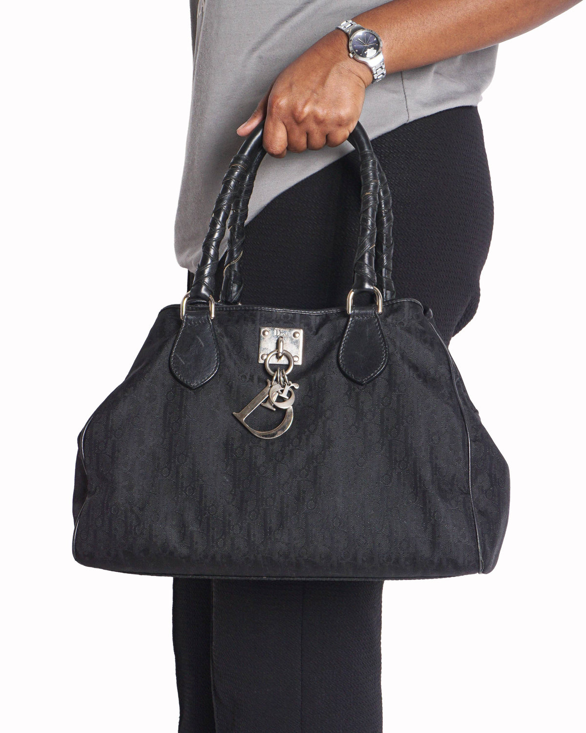 Dior Black Diorissimo Monogram Canvas Charming Satchel Bag