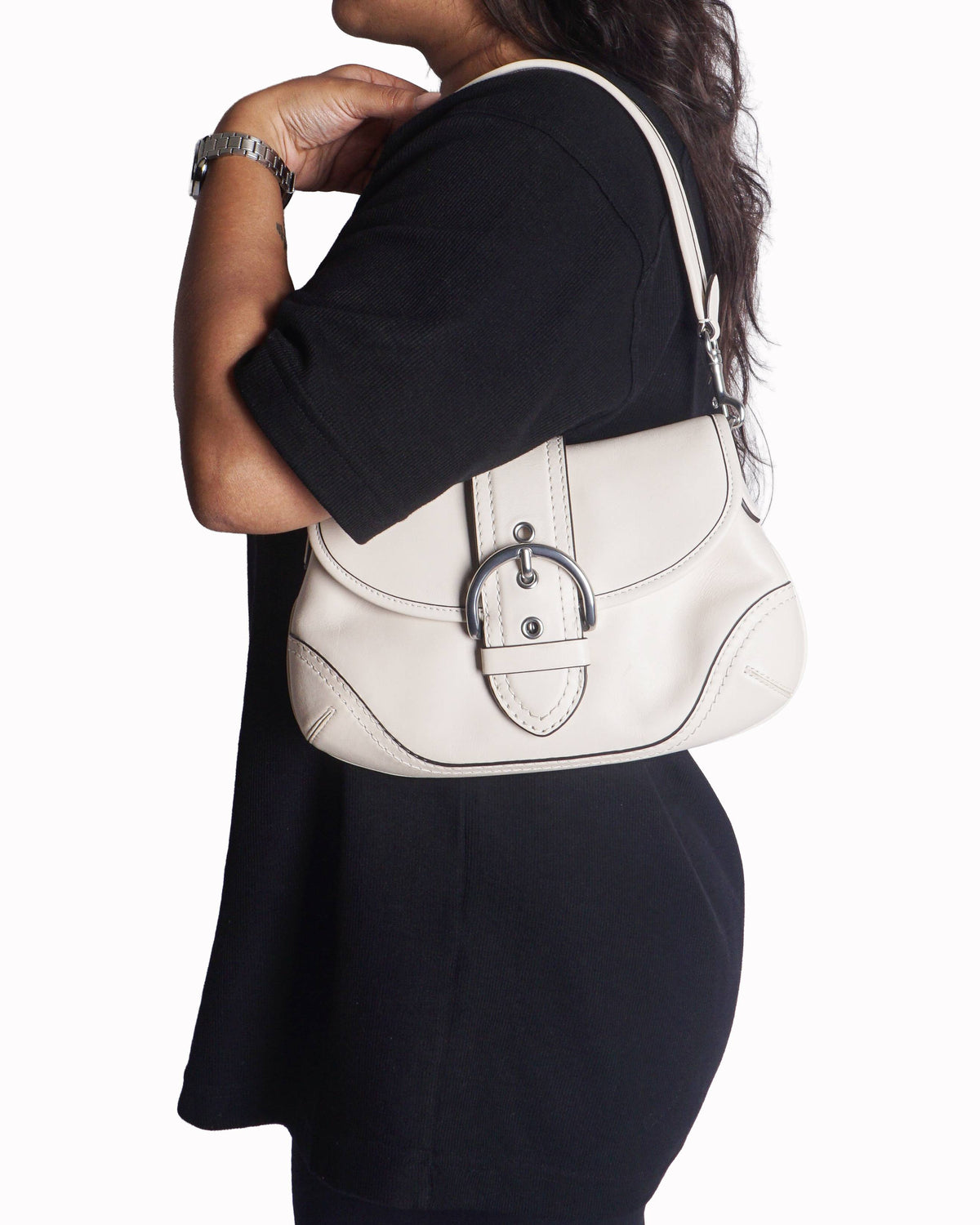 Coach Soho Flap Shoulder Bag in Cream Leather
