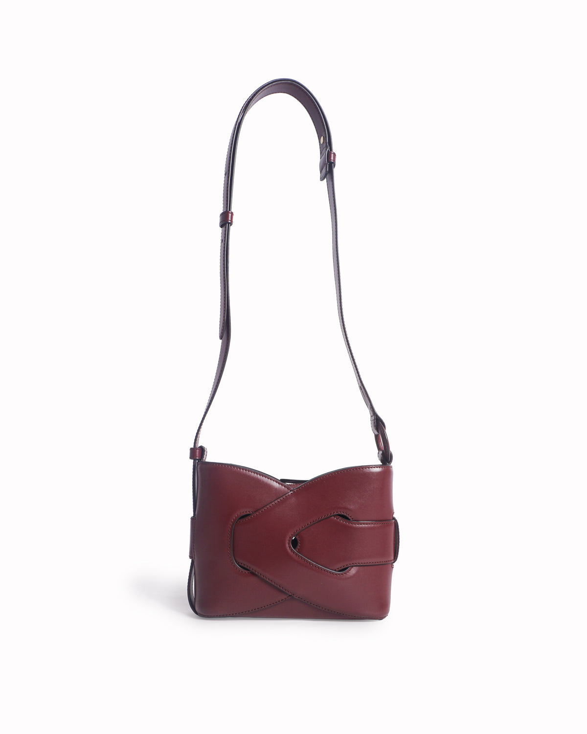 Polène Nodde Burgundy Calf Leather Crossbody Bag