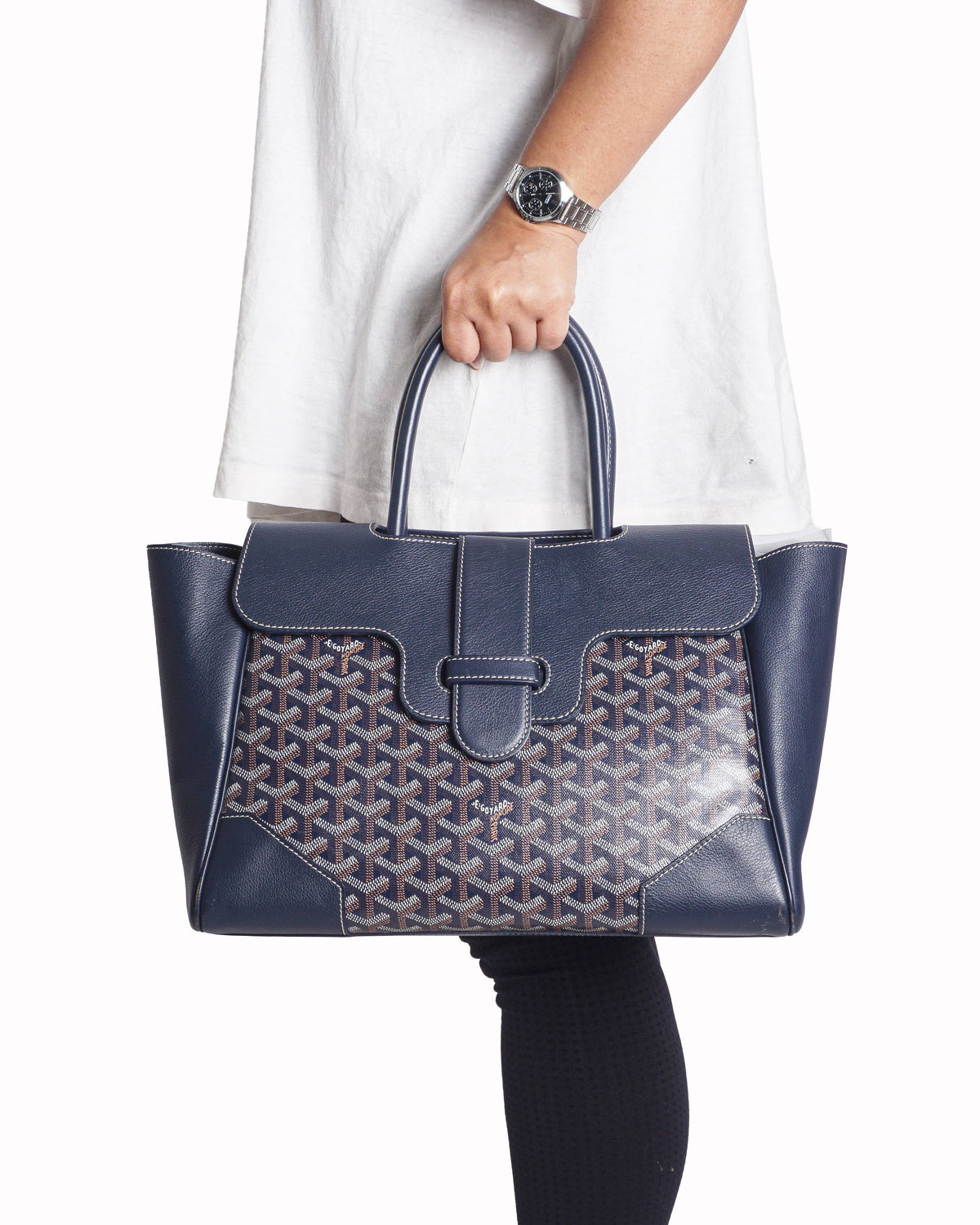 Goyard Goyardine Saigon Tote Bag Navy