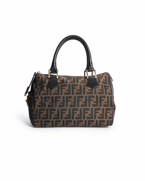 Fendi Tobacco Zucca Canvas Large Boston Bag