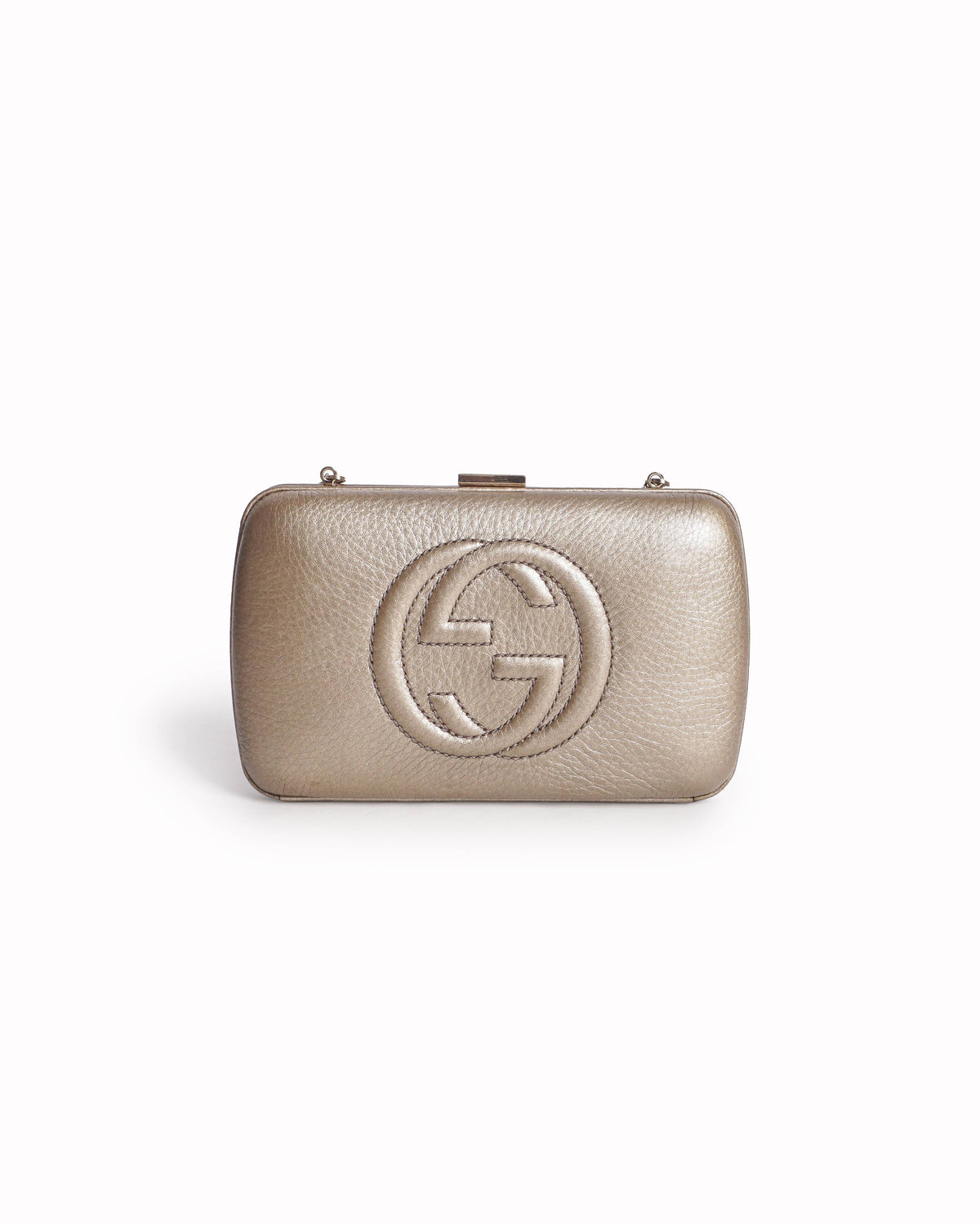 Gucci Soho Gold Leather Interlocking GG Clutch
