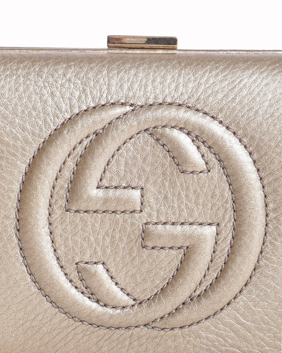 Gucci Soho Gold Leather Interlocking GG Clutch