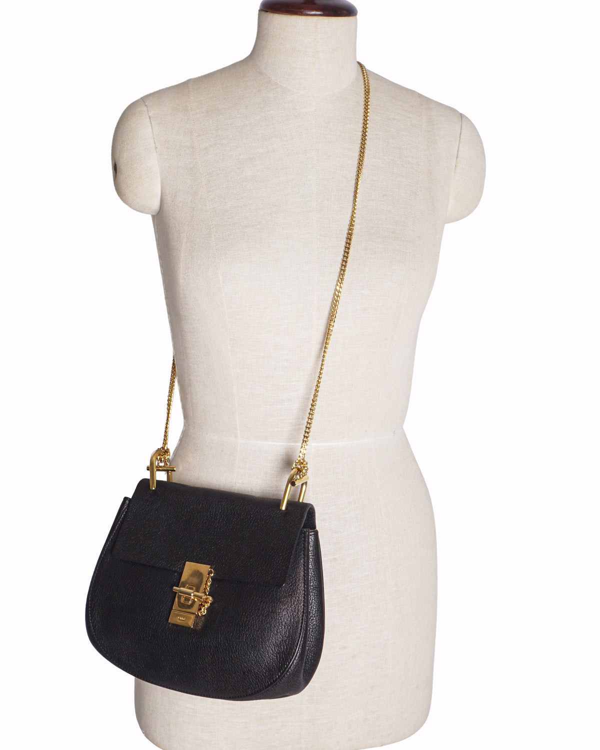 Chloé Black Leather Medium Drew Shoulder Bag