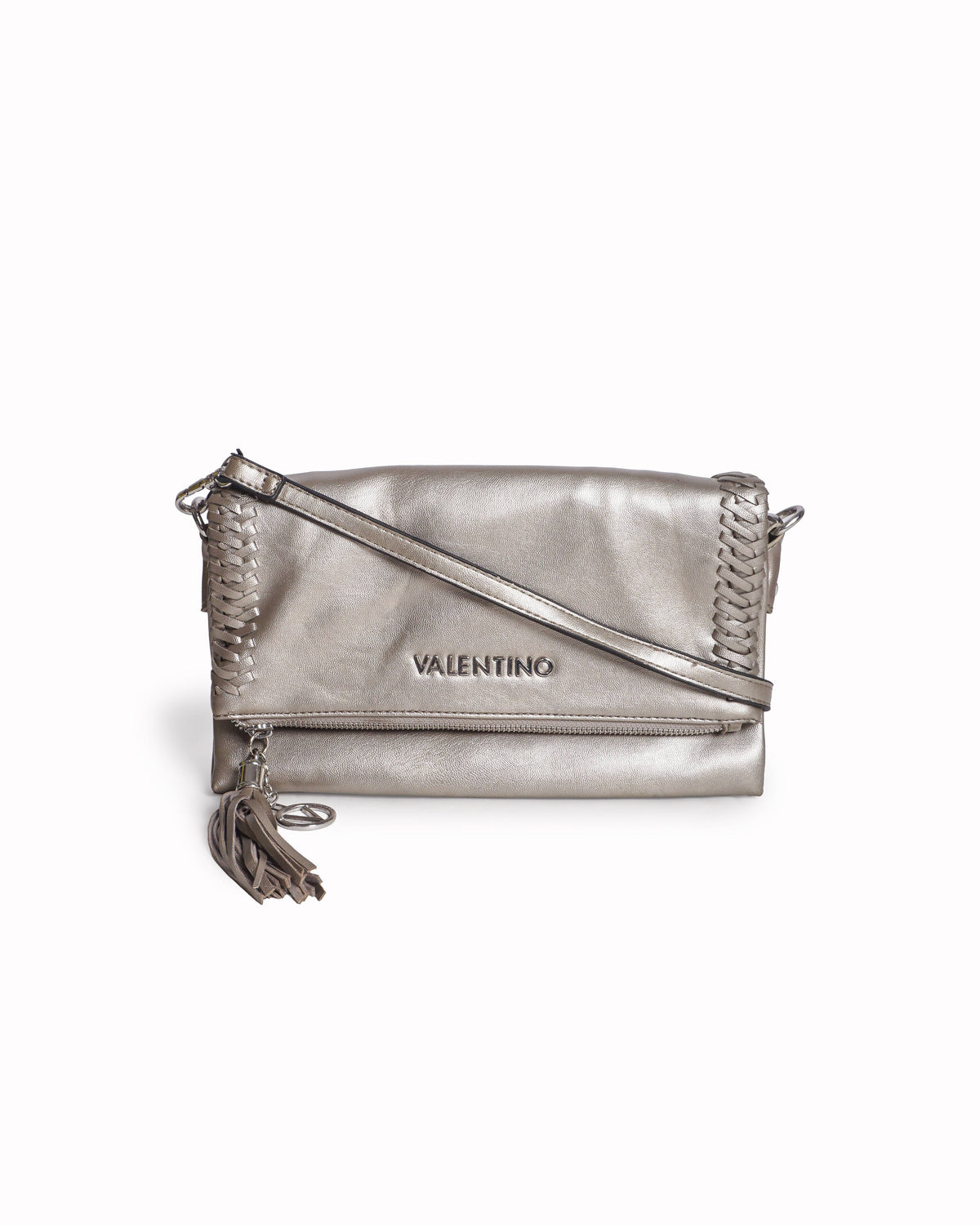 Valentino Champagne Gold Metallic Foldover Whipstitch Clutch