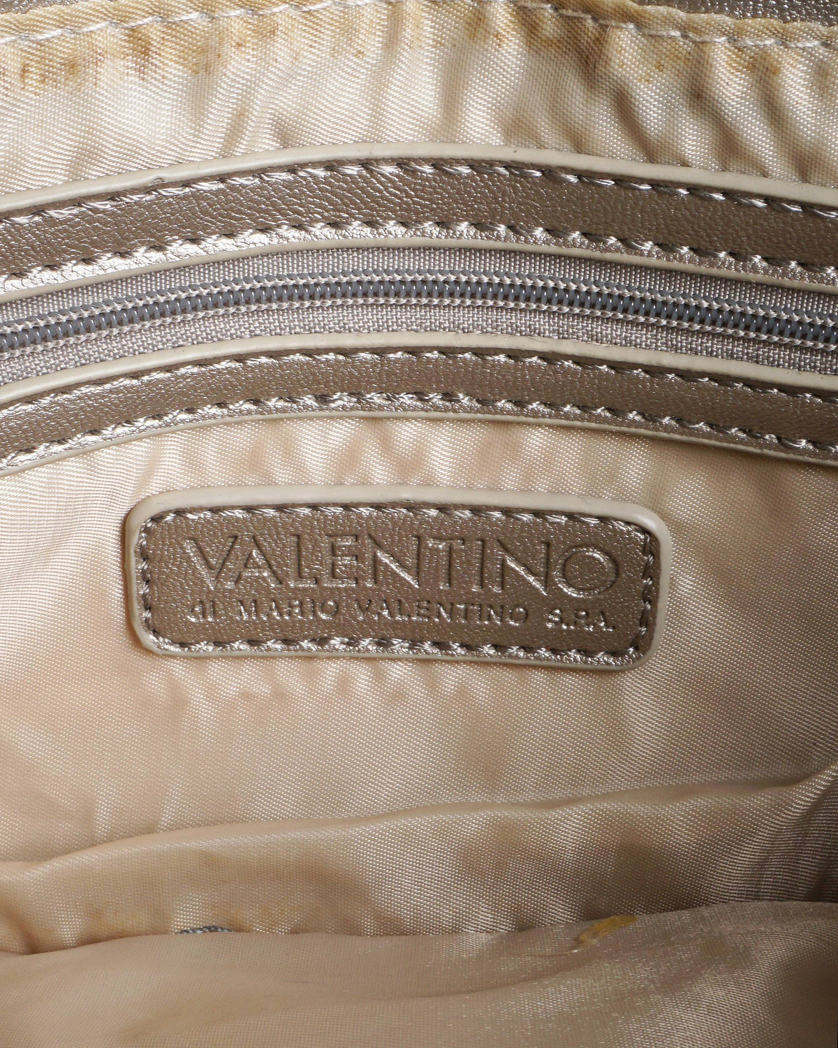 Valentino Champagne Gold Metallic Foldover Whipstitch Clutch