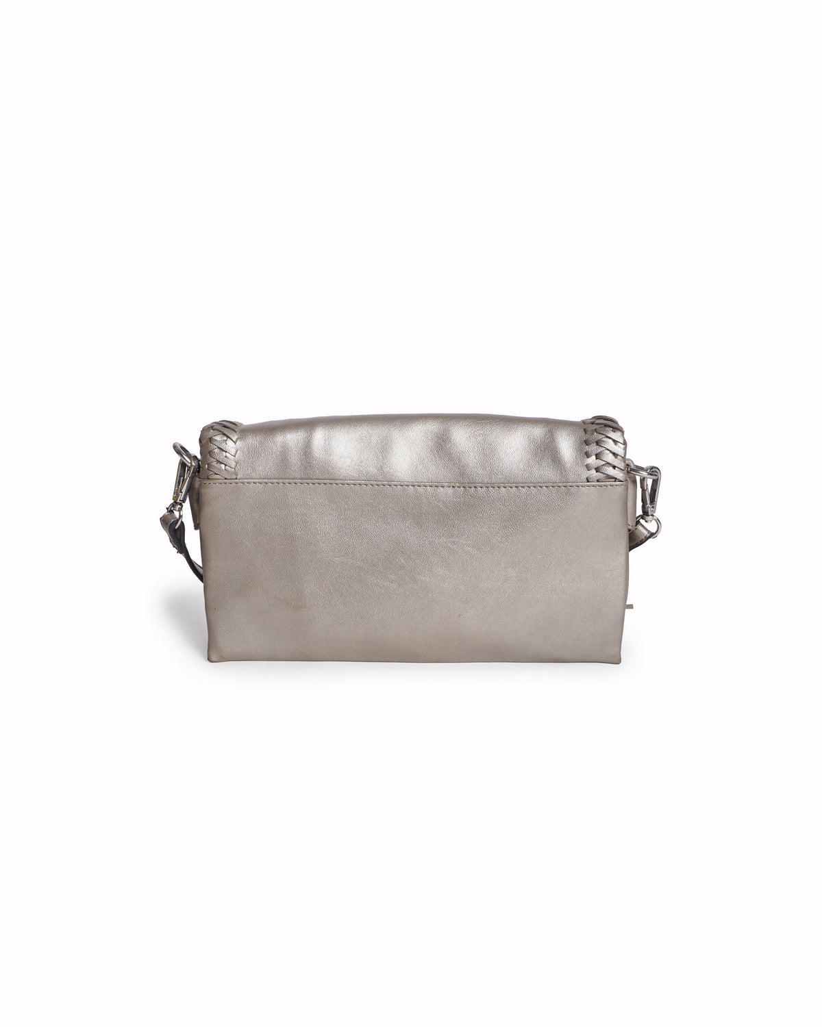 Valentino Champagne Gold Metallic Foldover Whipstitch Clutch